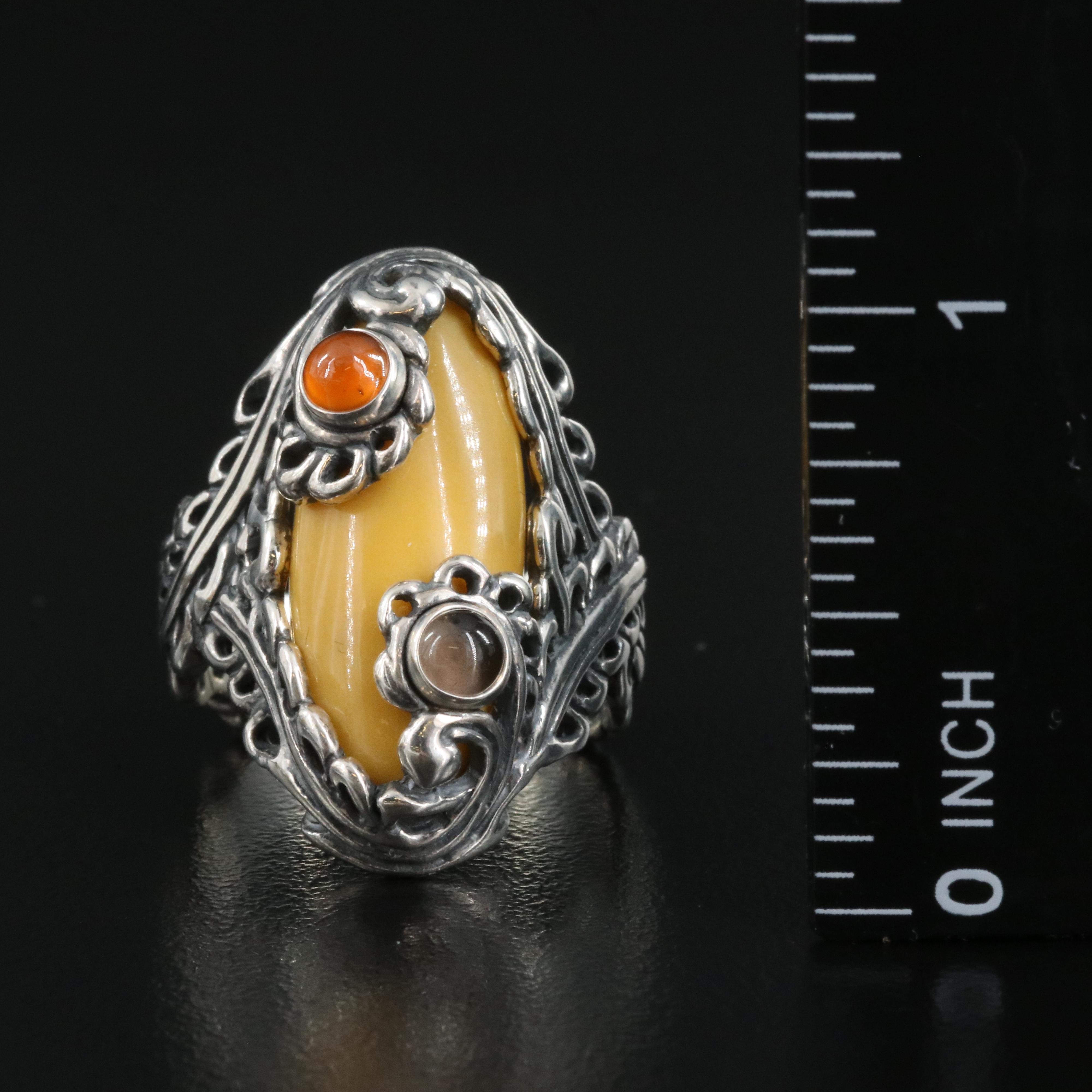 Carolyn Pollack for Relios Sterling Necklace and Ring Set Including Gemstones