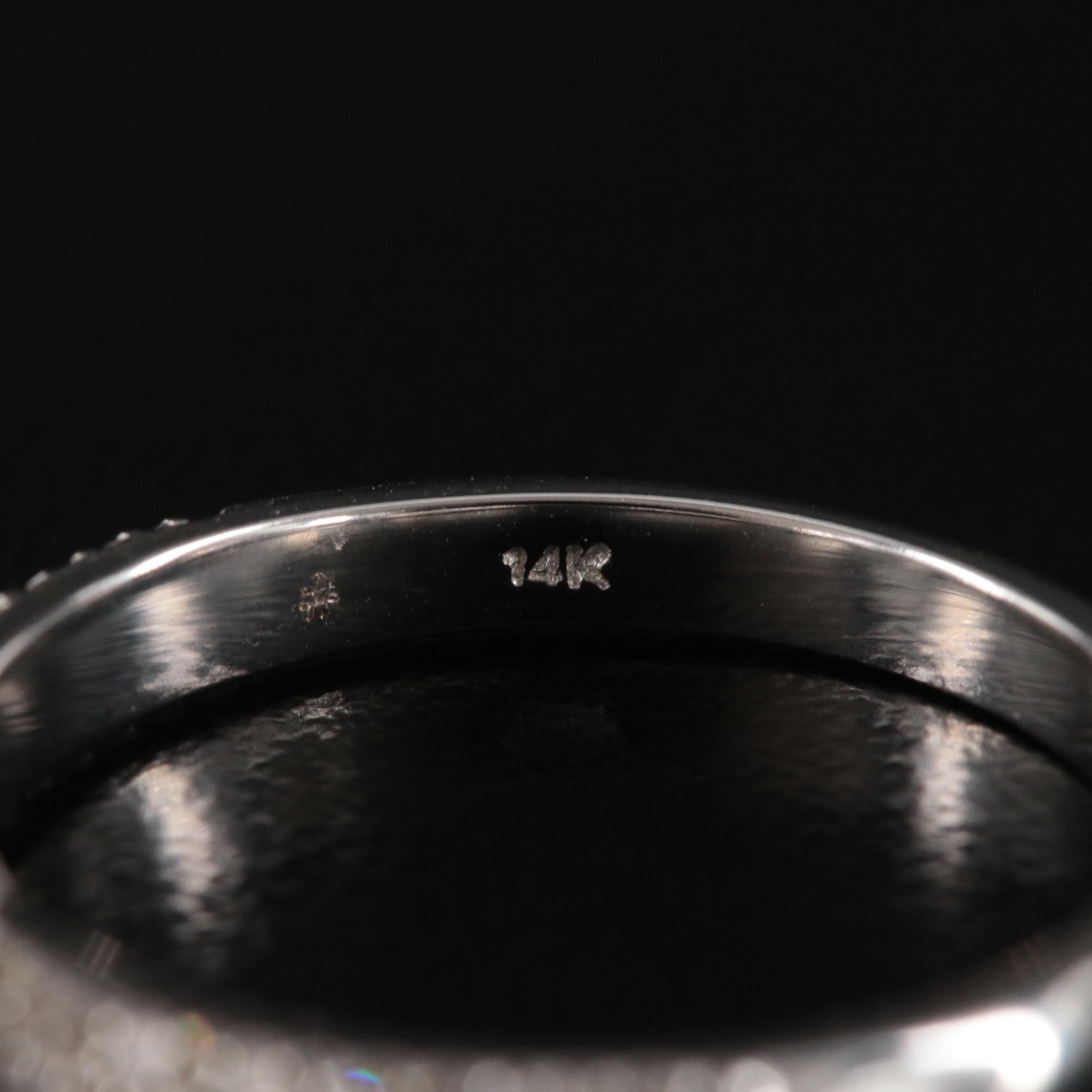 14K 0.49 CTW Diamond Ring with Pavé Accents and Fancy Greyish Blue Center