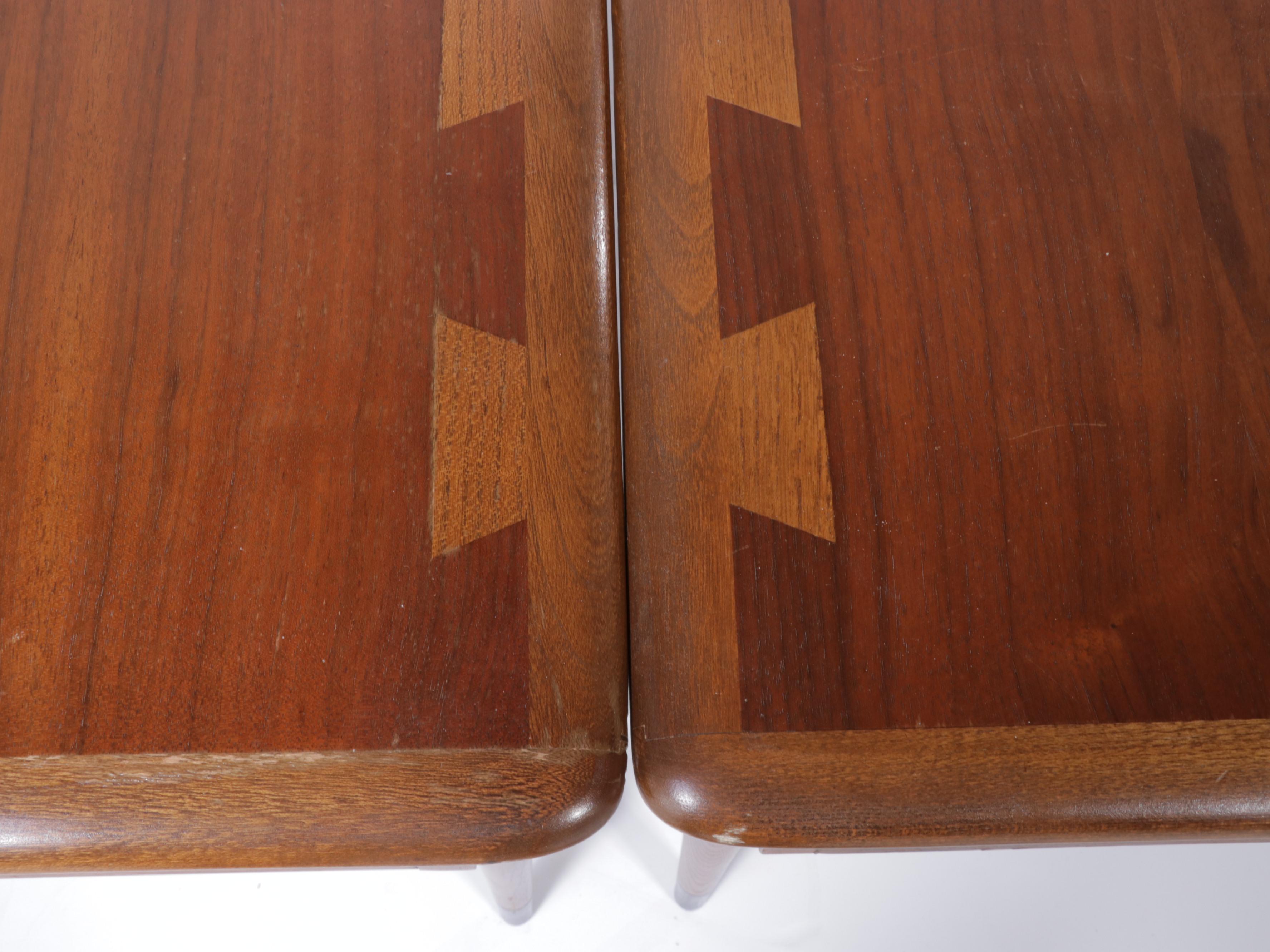Pair of Andre Bus for Lane "Acclaim" Mid Century Modern Walnut & Ash Side Tables