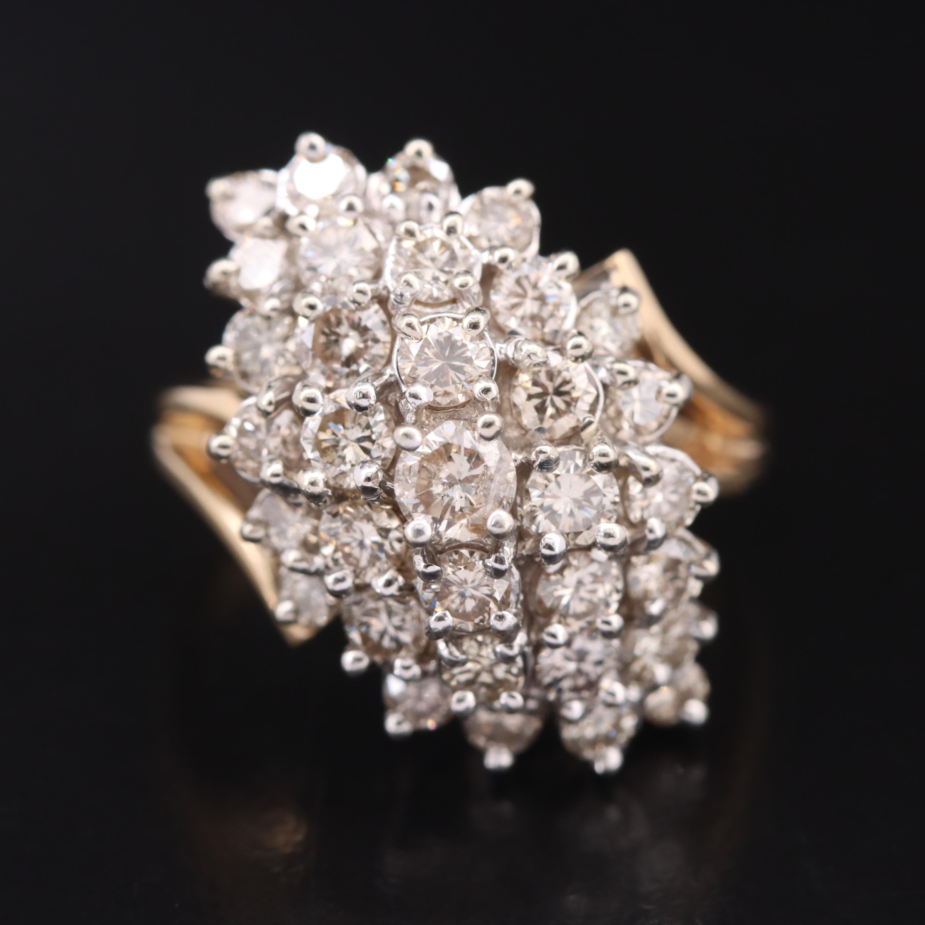 10K 2.00 CTW Diamond Cluster Ring