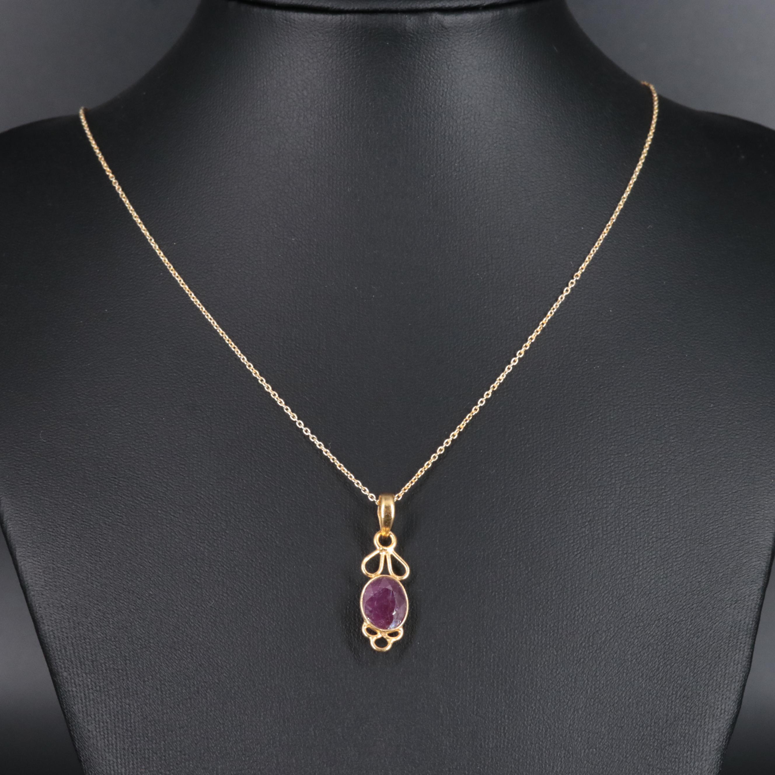 Sterling Silver Gemstone Pendant Necklace