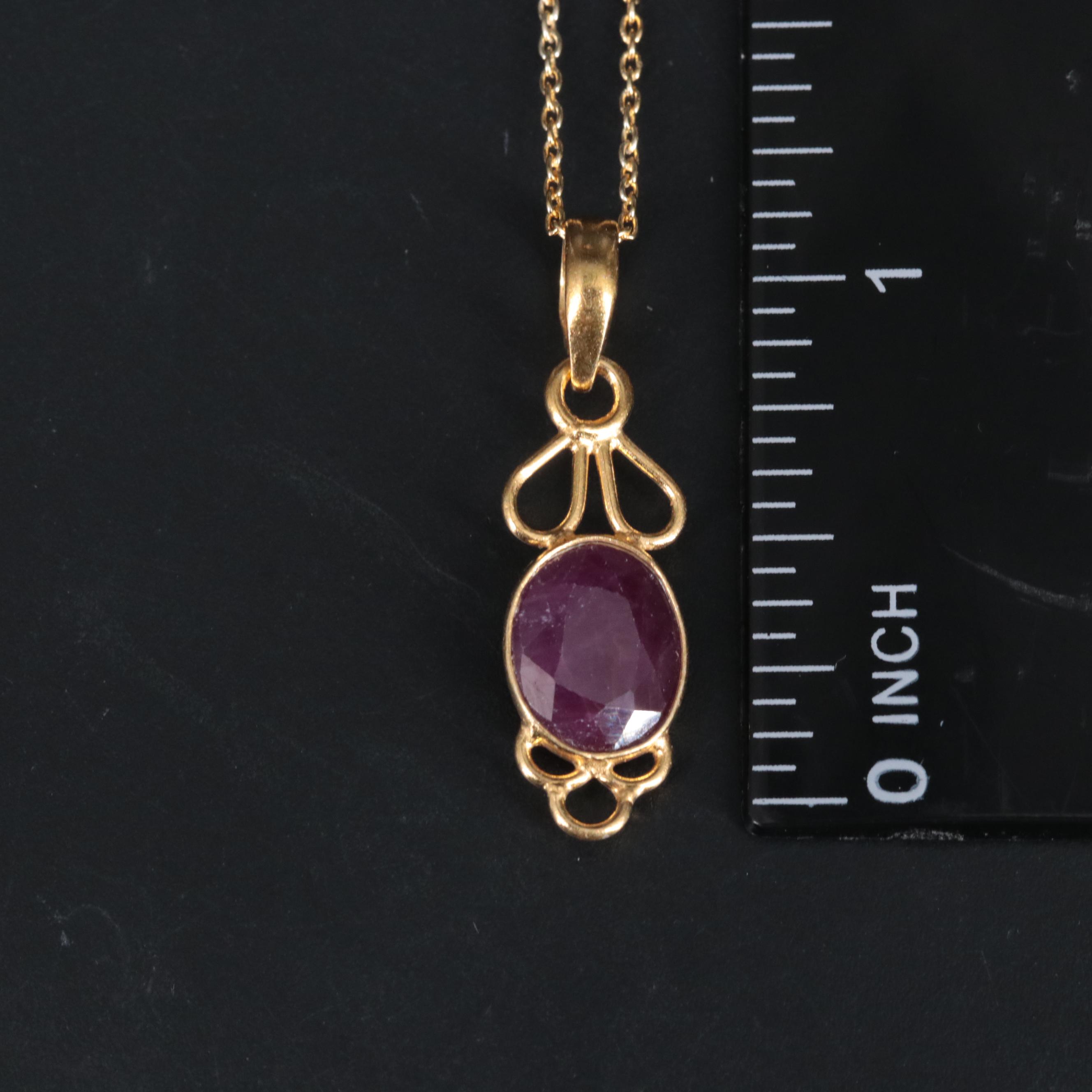 Sterling Silver Gemstone Pendant Necklace