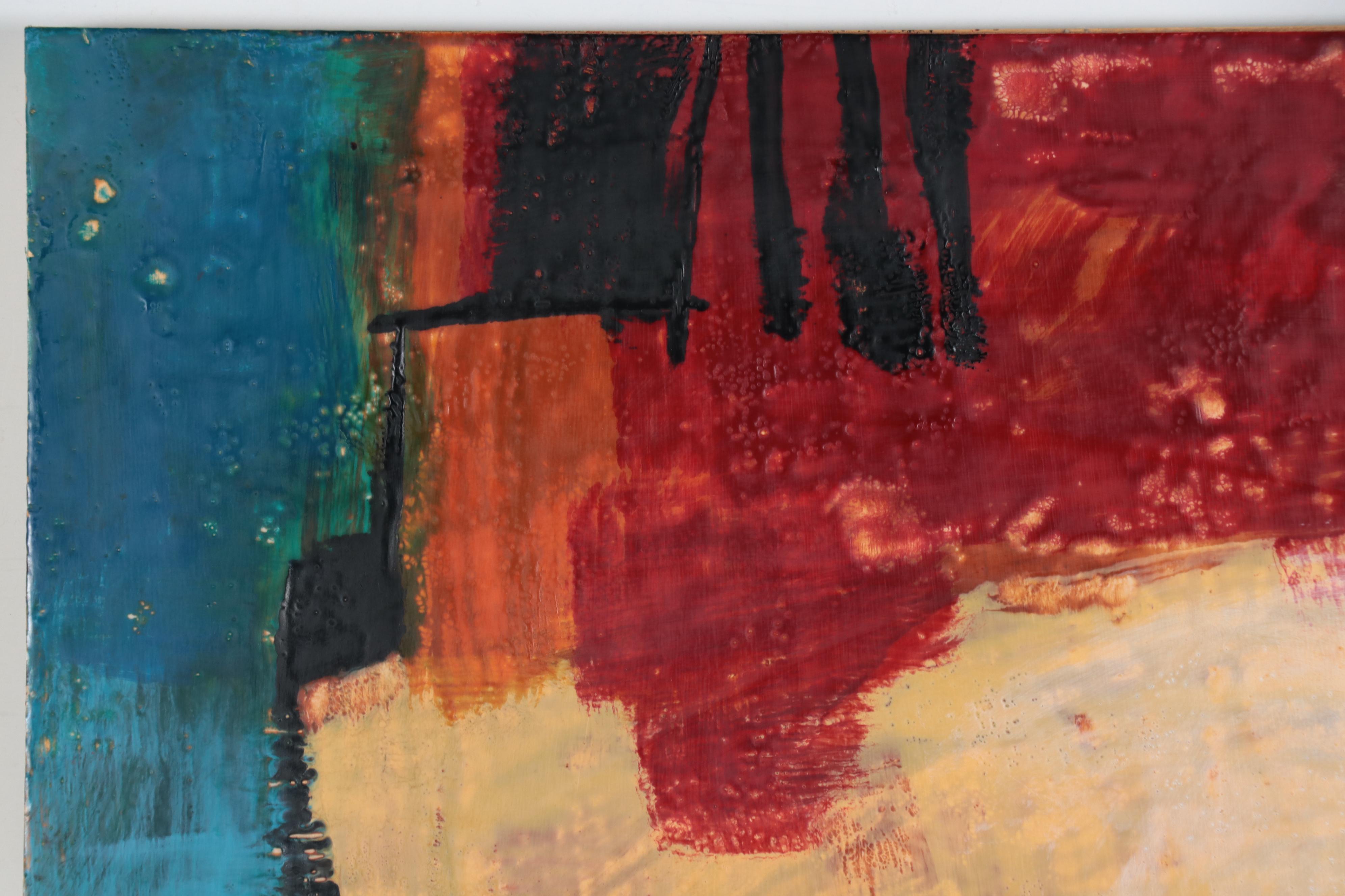 Ursula J. Brenner Non-objective Encaustic Painting "Tall Grasses"