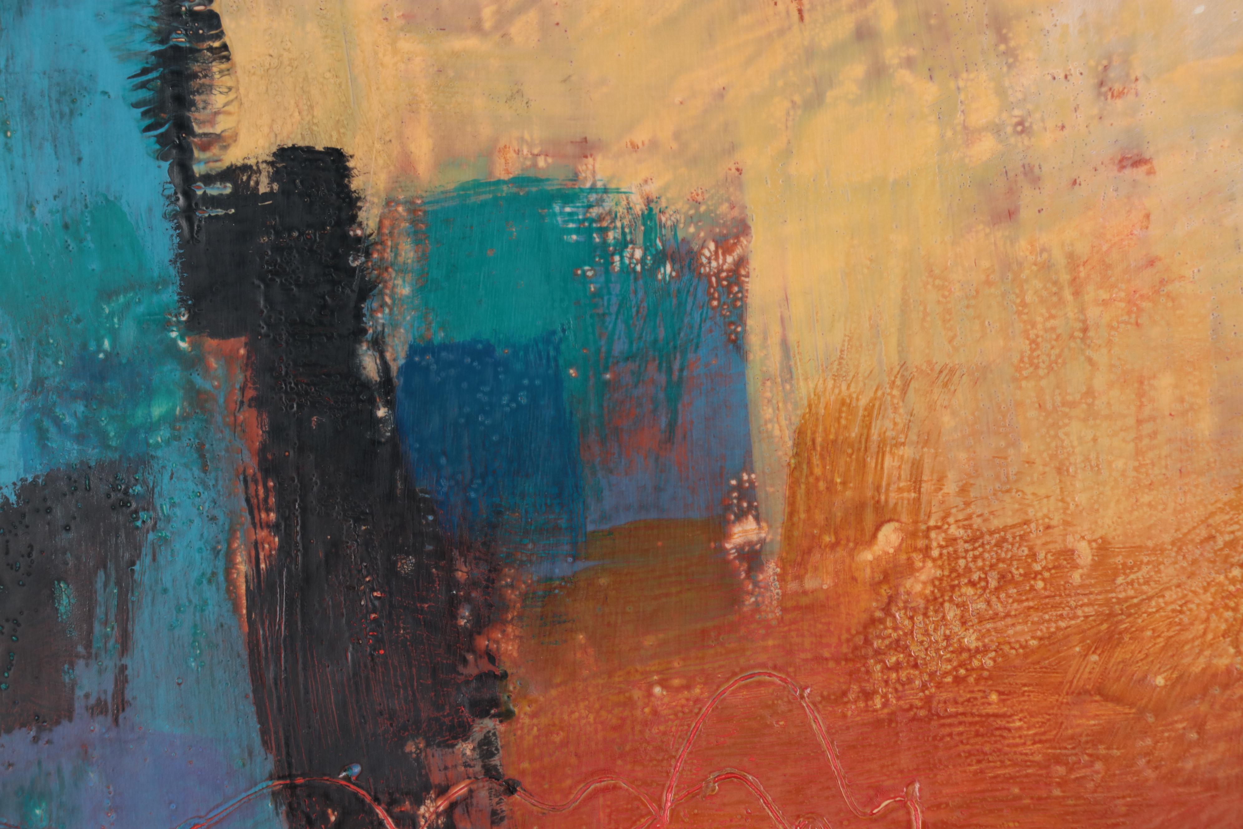 Ursula J. Brenner Non-objective Encaustic Painting "Tall Grasses"