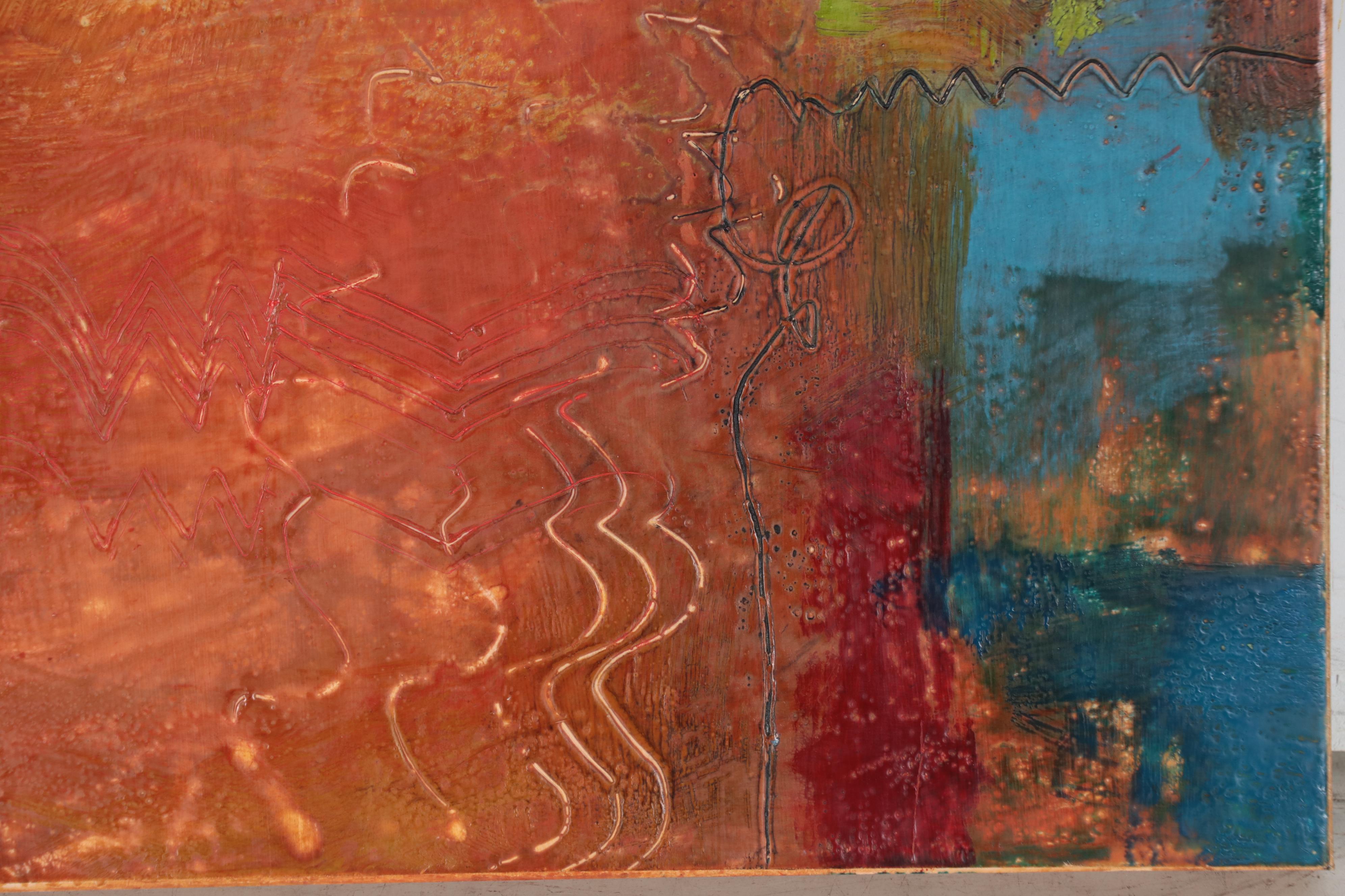Ursula J. Brenner Non-objective Encaustic Painting "Tall Grasses"