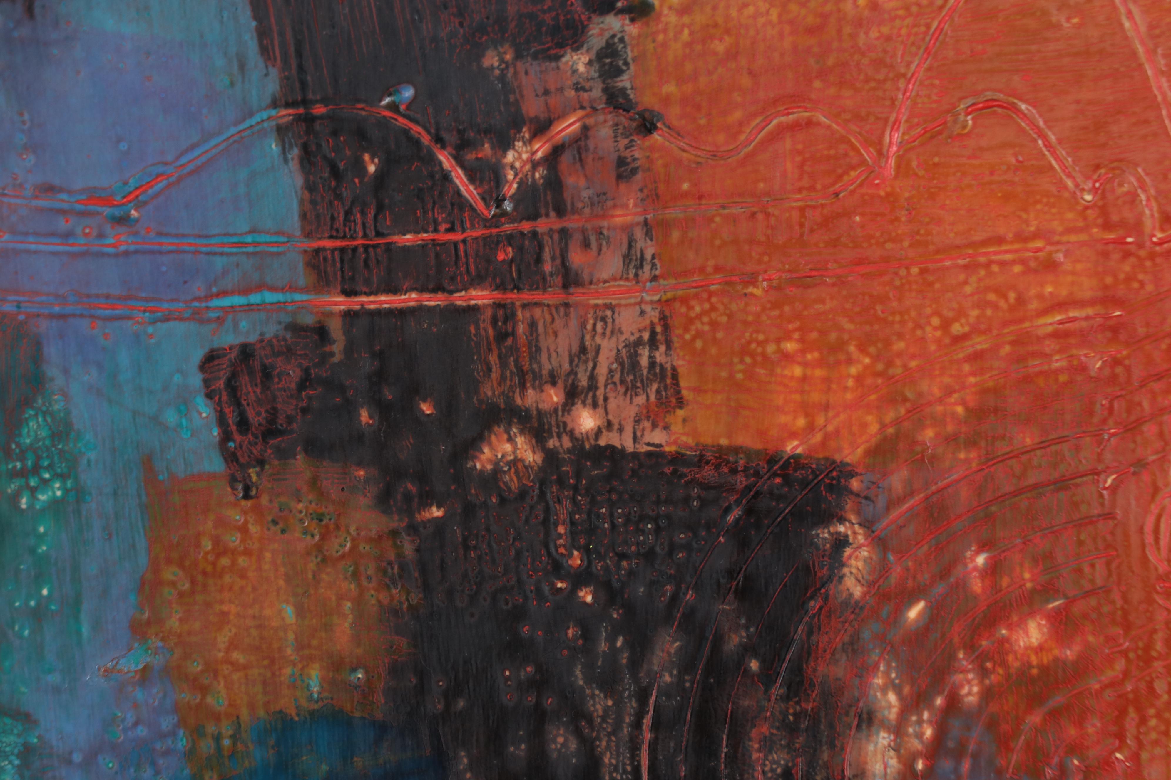 Ursula J. Brenner Non-objective Encaustic Painting "Tall Grasses"