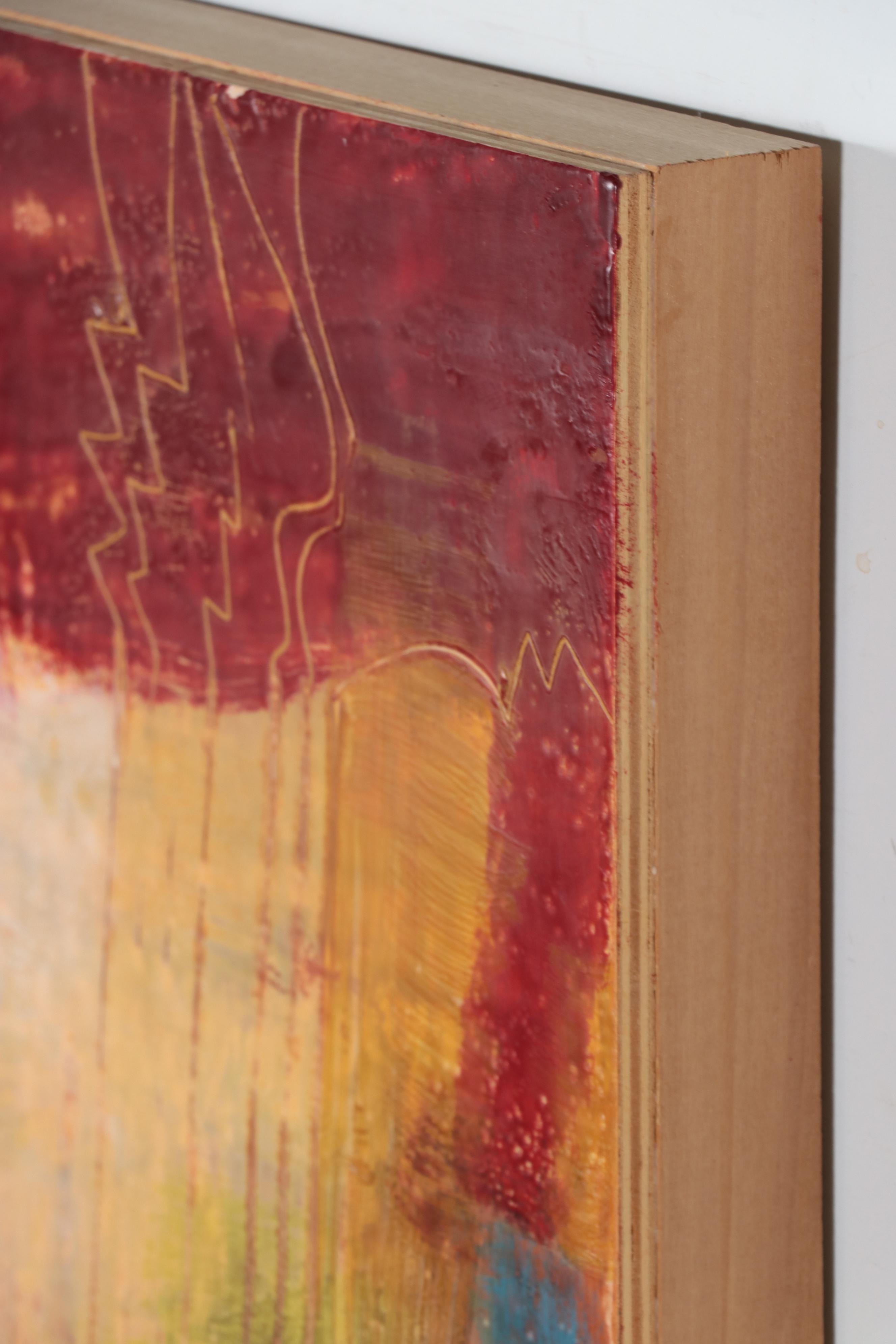 Ursula J. Brenner Non-objective Encaustic Painting "Tall Grasses"