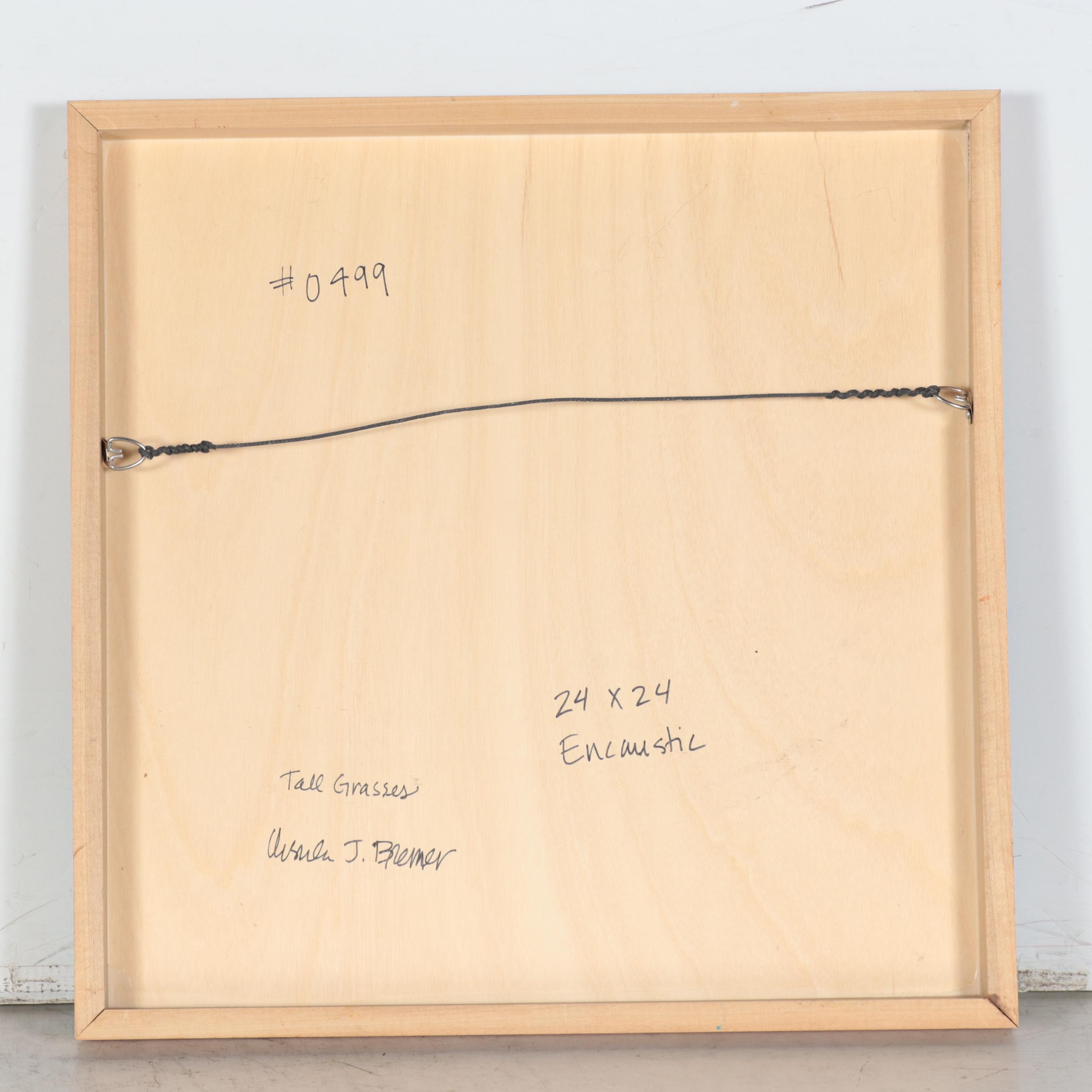 Ursula J. Brenner Non-objective Encaustic Painting "Tall Grasses"