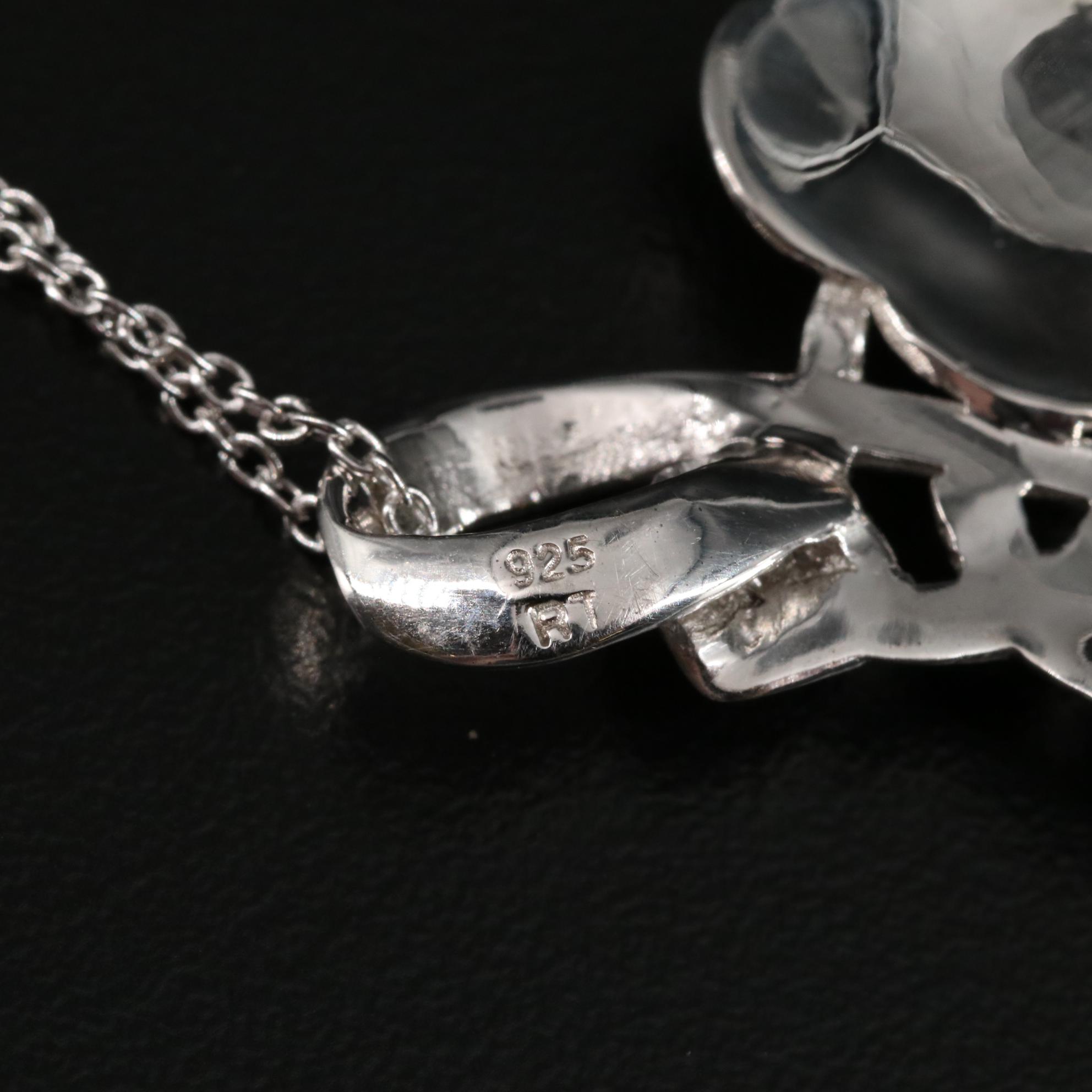 Sterling Black Onyx Grape Cluster Pendant Necklace