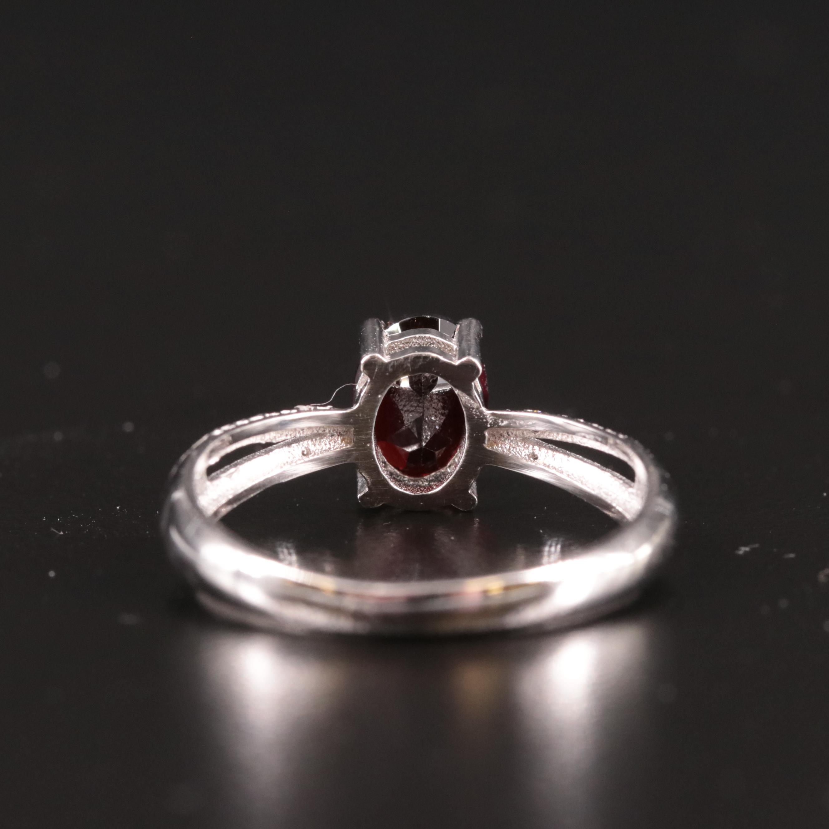 Sterling Garnet and Diamond Ring