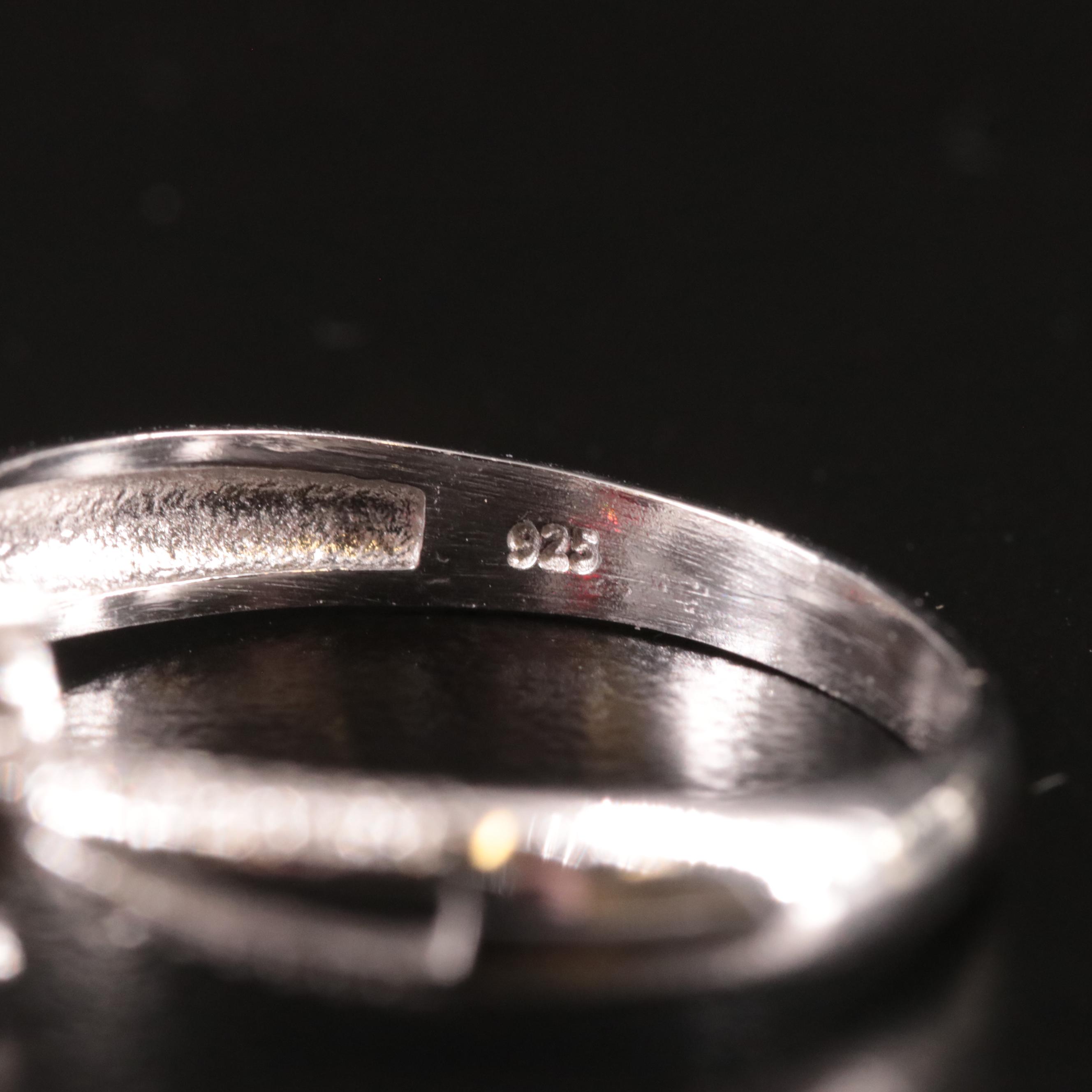 Sterling Garnet and Diamond Ring