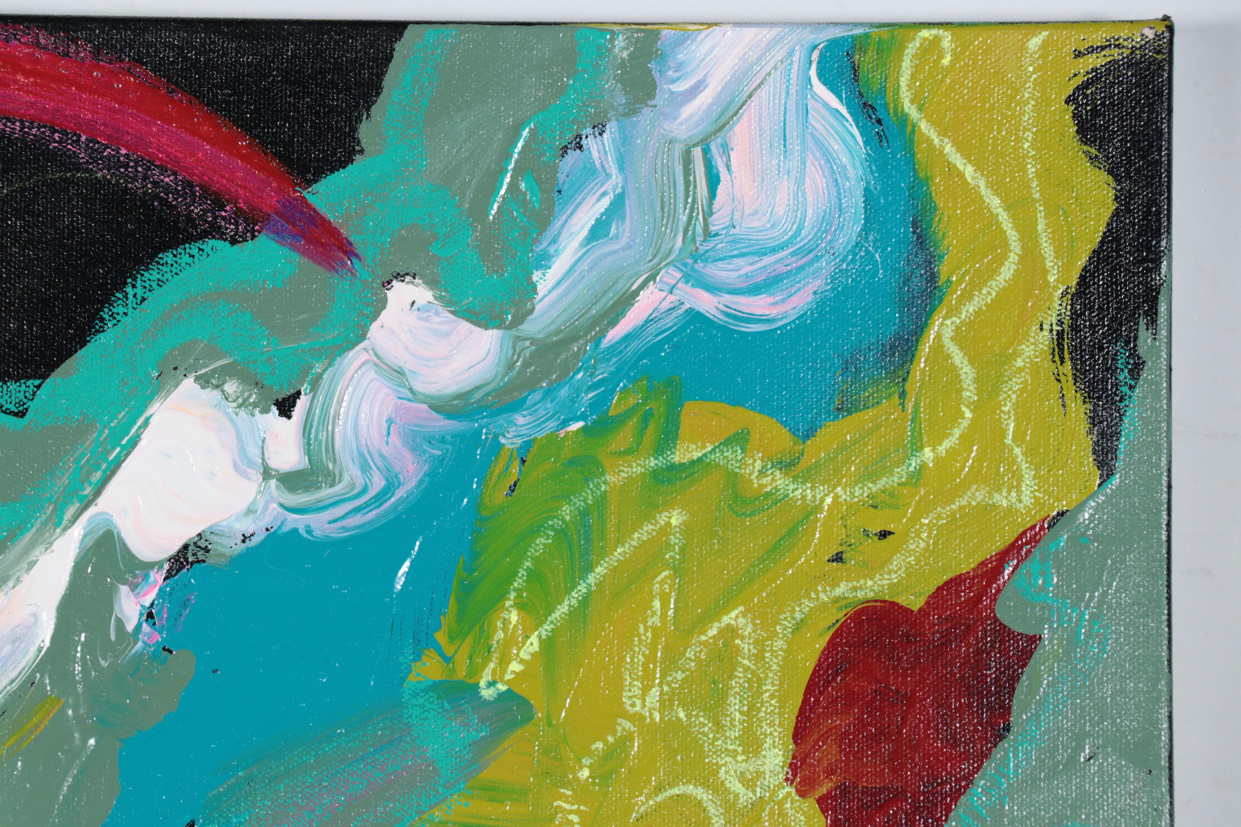 Susan Crew Abstract Acrylic Painting "Tropical Vibes 2," 21st Century