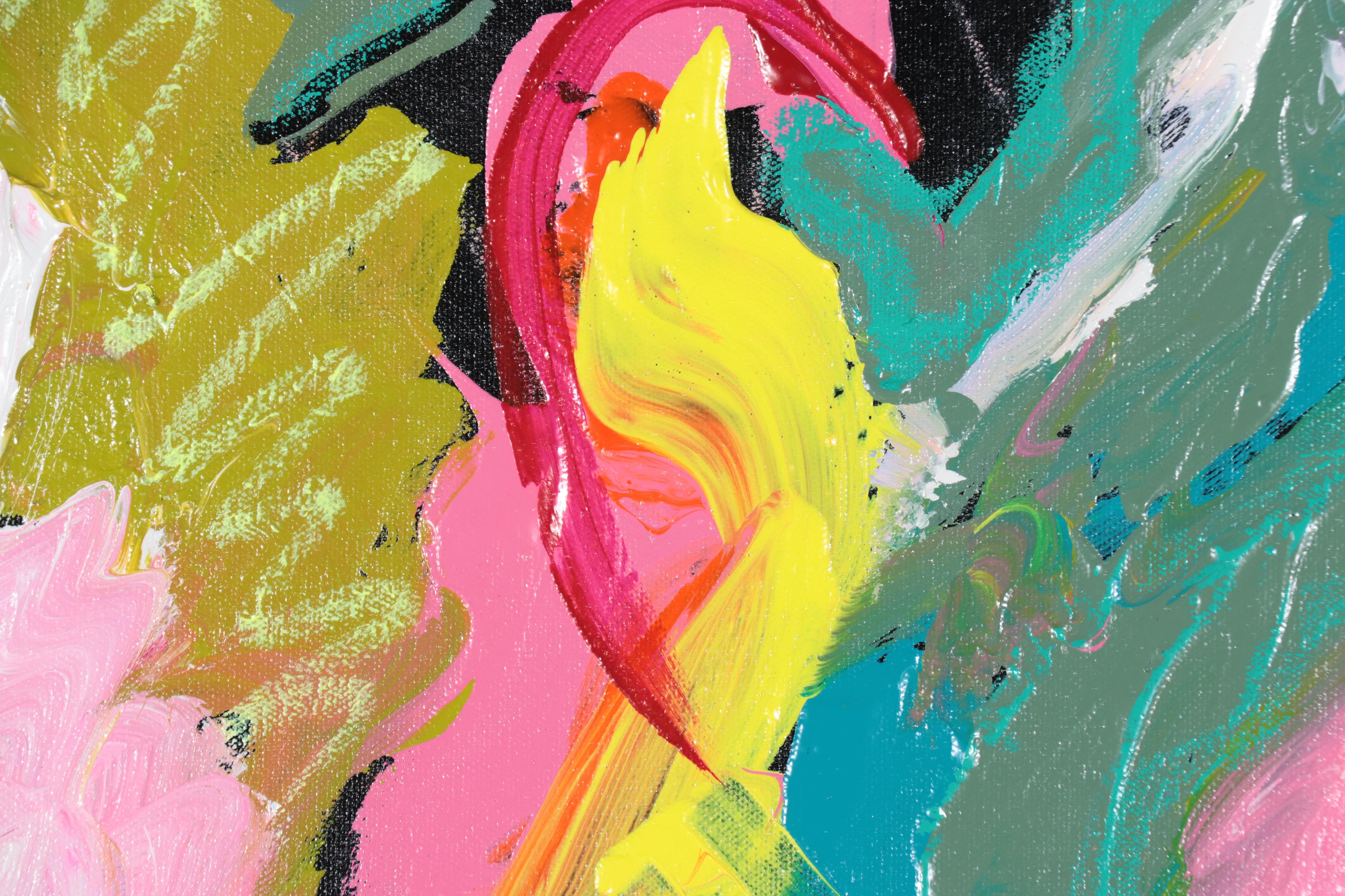 Susan Crew Abstract Acrylic Painting "Tropical Vibes 2," 21st Century