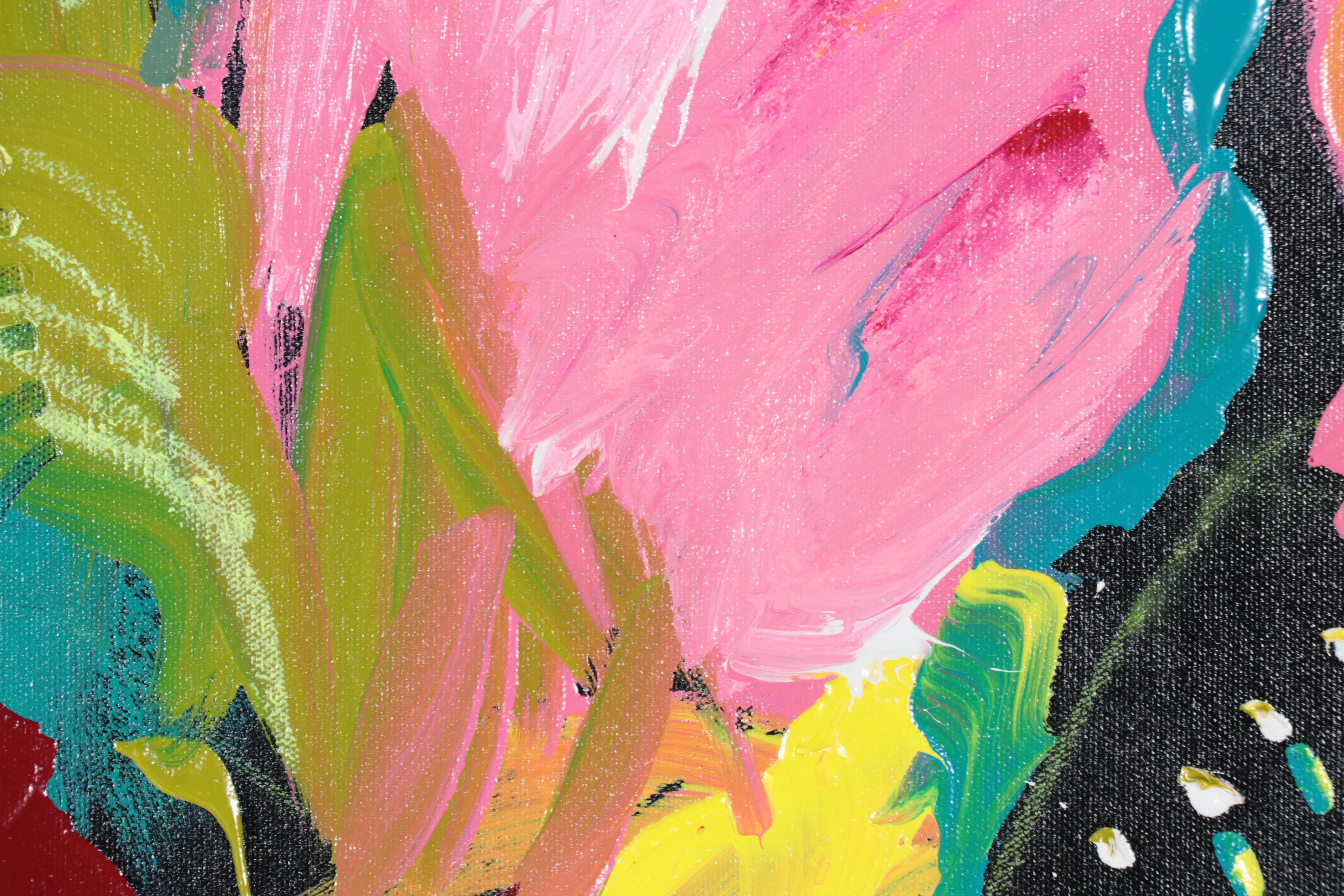 Susan Crew Abstract Acrylic Painting "Tropical Vibes 2," 21st Century