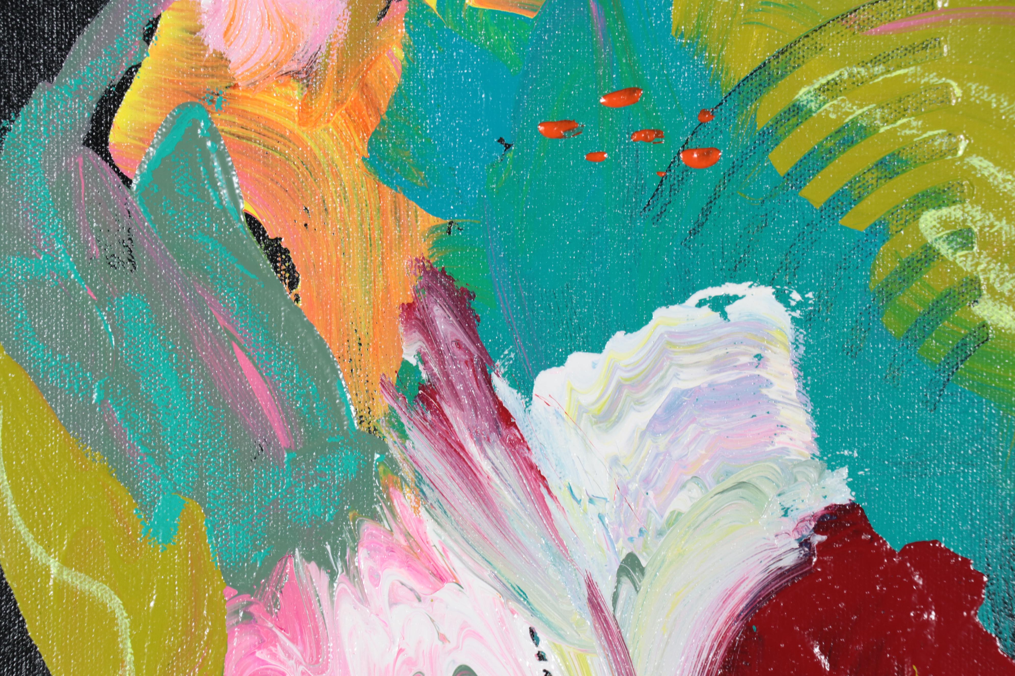 Susan Crew Abstract Acrylic Painting "Tropical Vibes 2," 21st Century