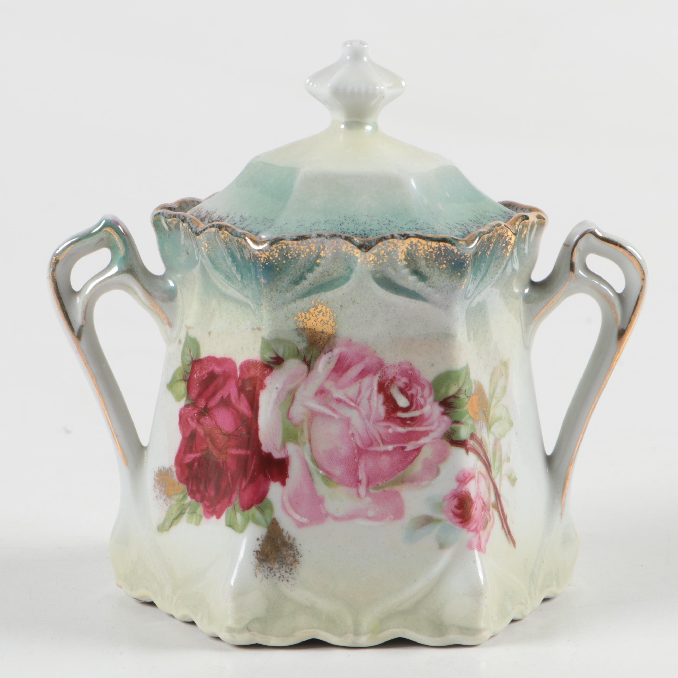 German Porcelain Creamer and Sugar, Late 19th/ Early 20th Century