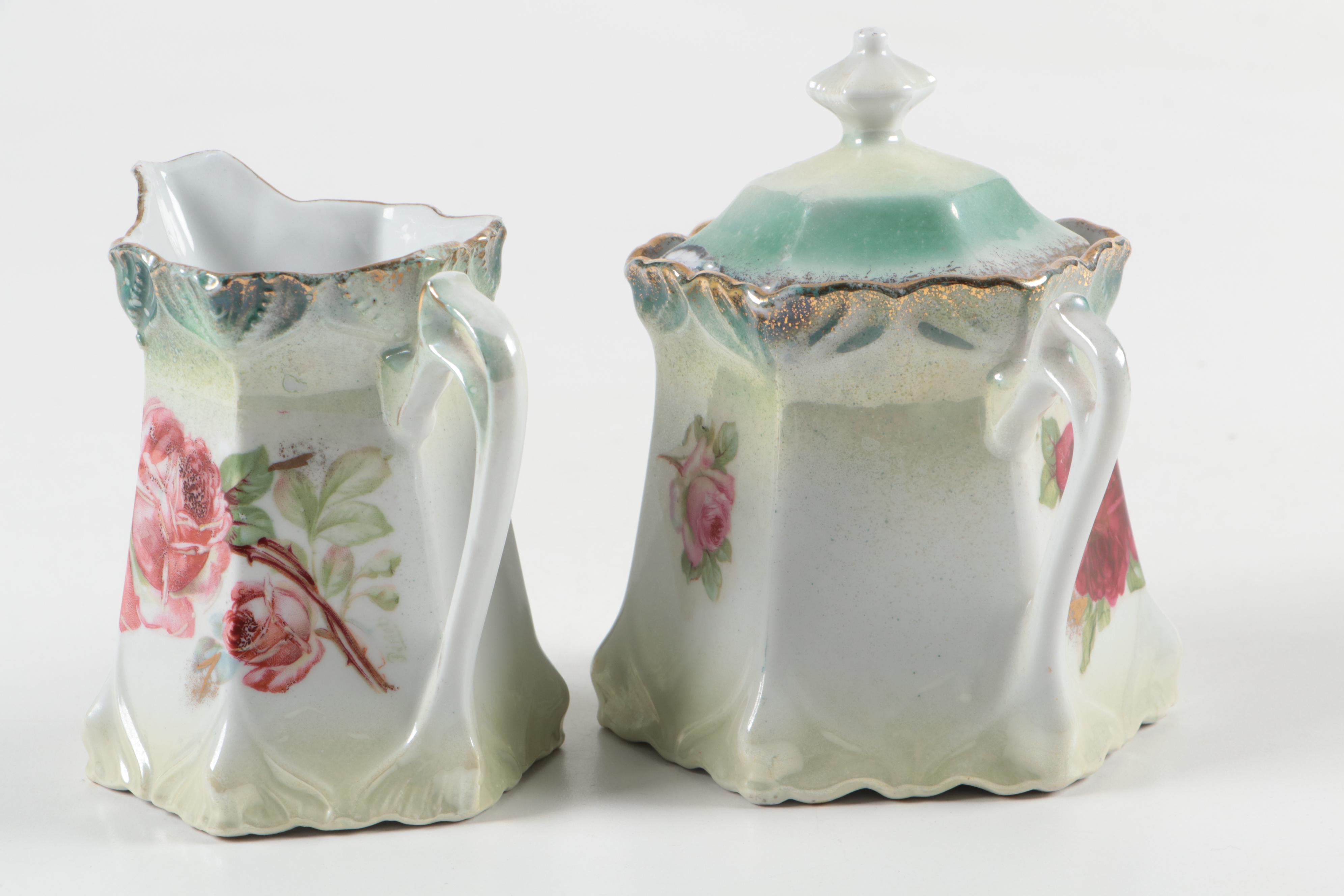 German Porcelain Creamer and Sugar, Late 19th/ Early 20th Century
