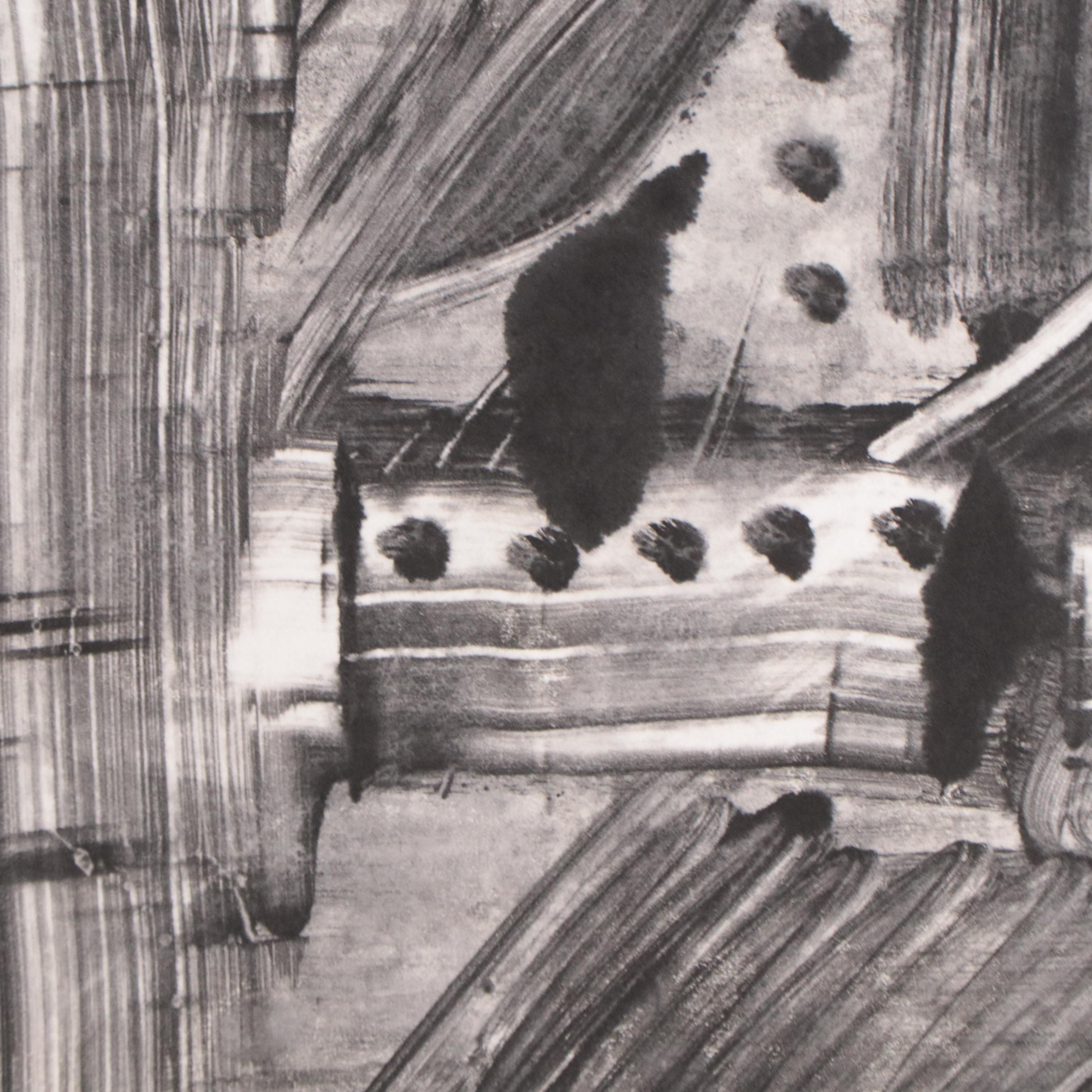 Jane Carney Abstract Non-Objective Monoprint Triptych, Late 20th Century