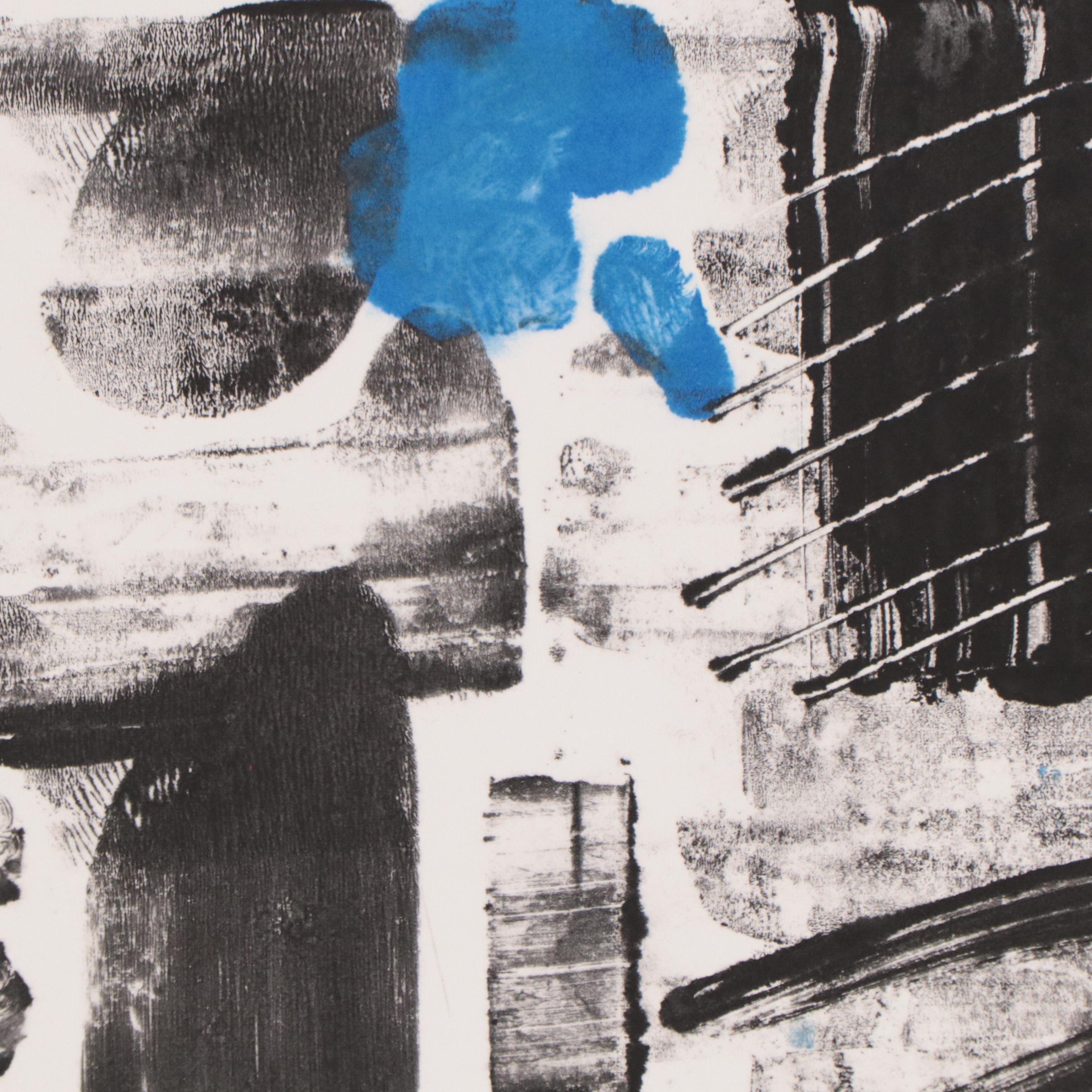 Jane Carney Abstract Non-Objective Monoprint Triptych, Late 20th Century