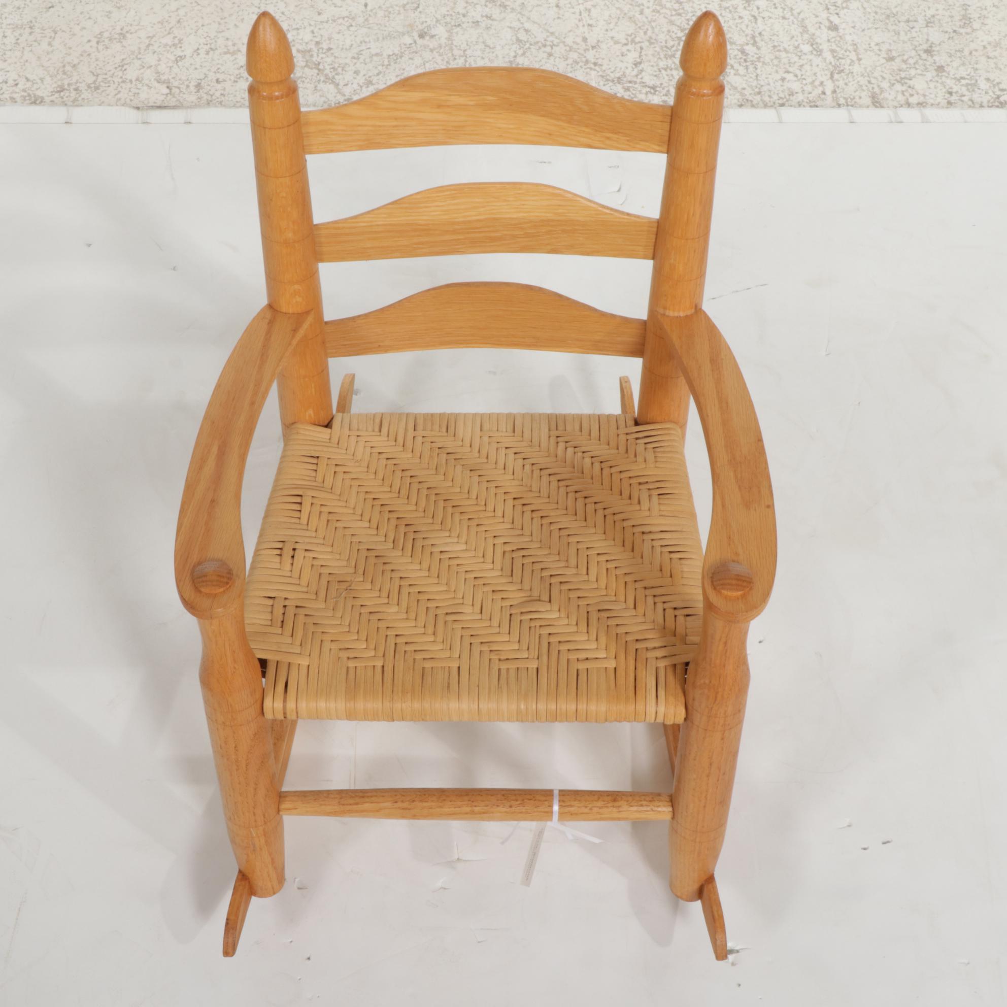 Willie Simmons Bench-Made Wooden Splint-Seat Child's Rocking Chair, 2021