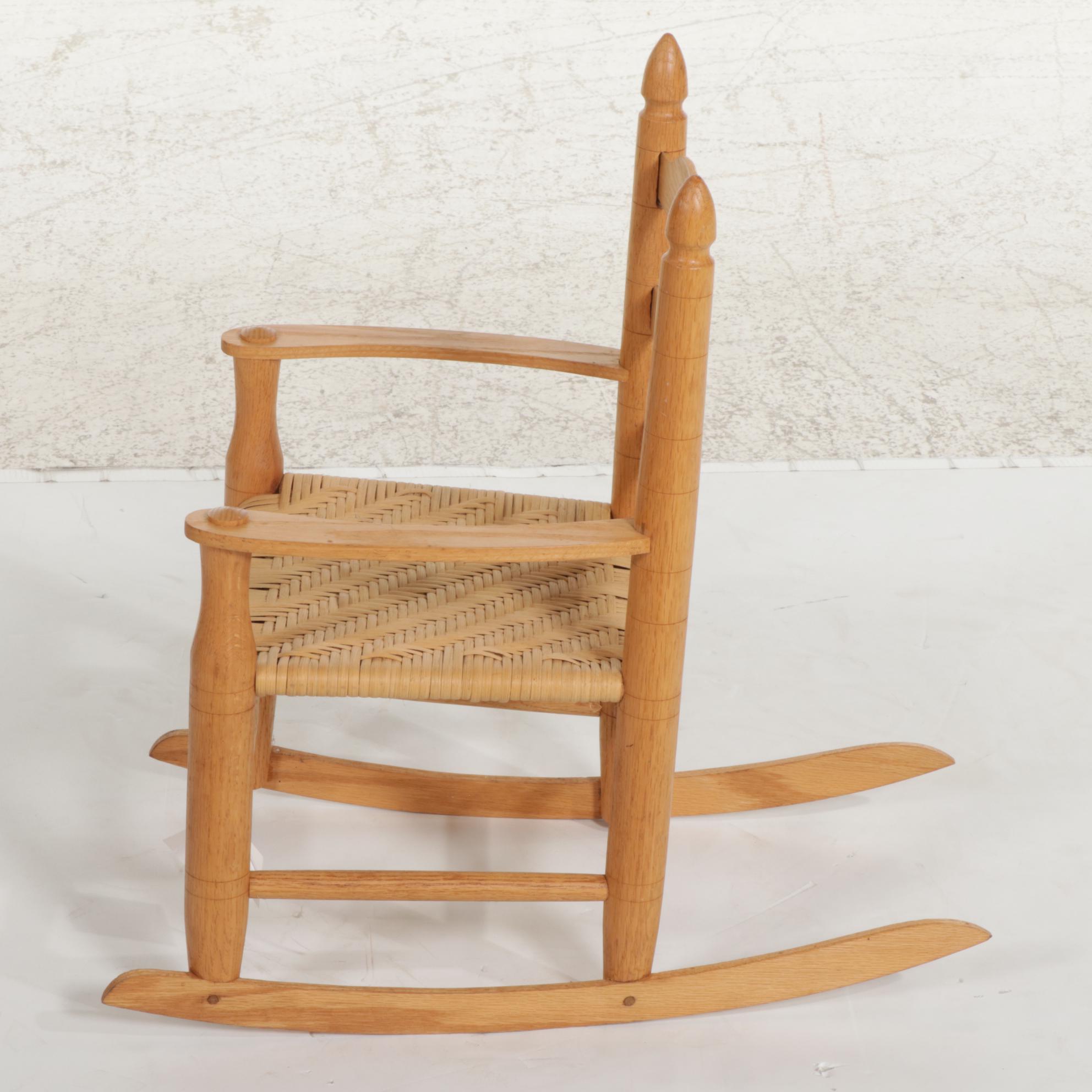 Willie Simmons Bench-Made Wooden Splint-Seat Child's Rocking Chair, 2021