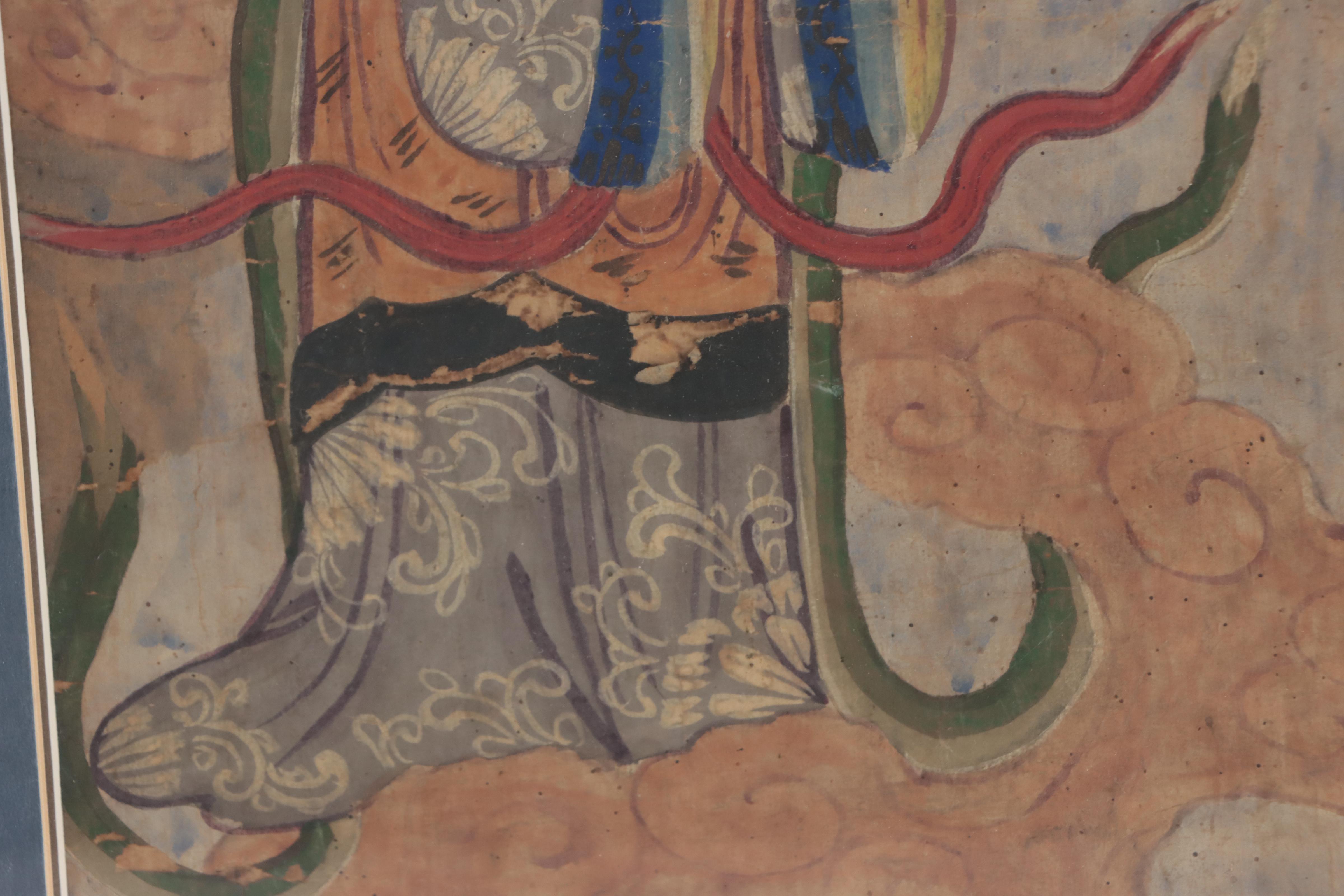 Chinese Taoist Gouache Painting of an Attendant, Circa 1850