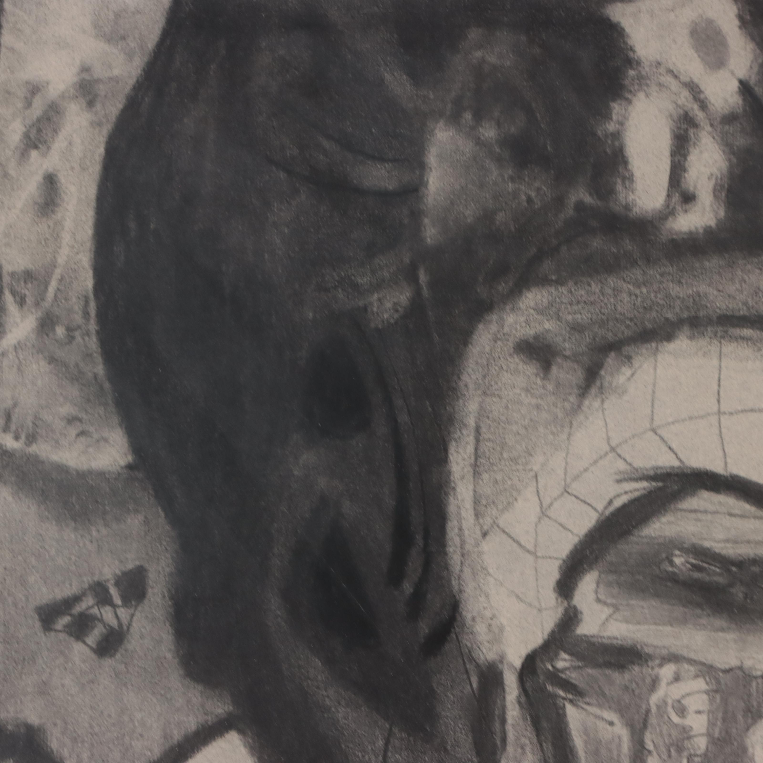 Joyce Treiman Charcoal Drawing "Cain and Abel," 1956