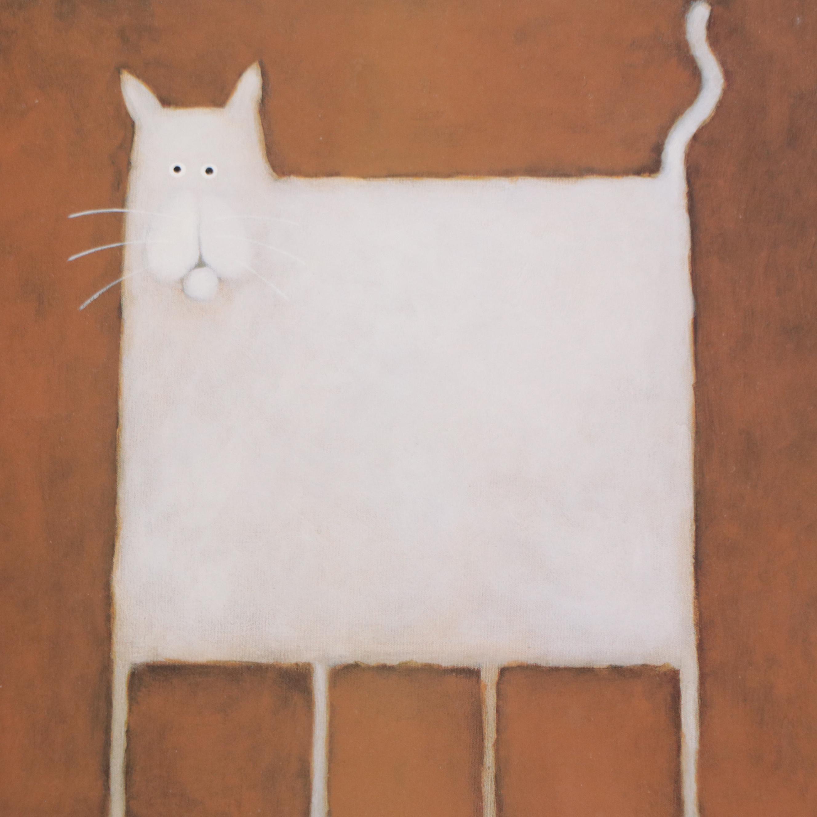 Offset Lithograph After Daniel Patrick Kessler of Cat With Ball of Yarn