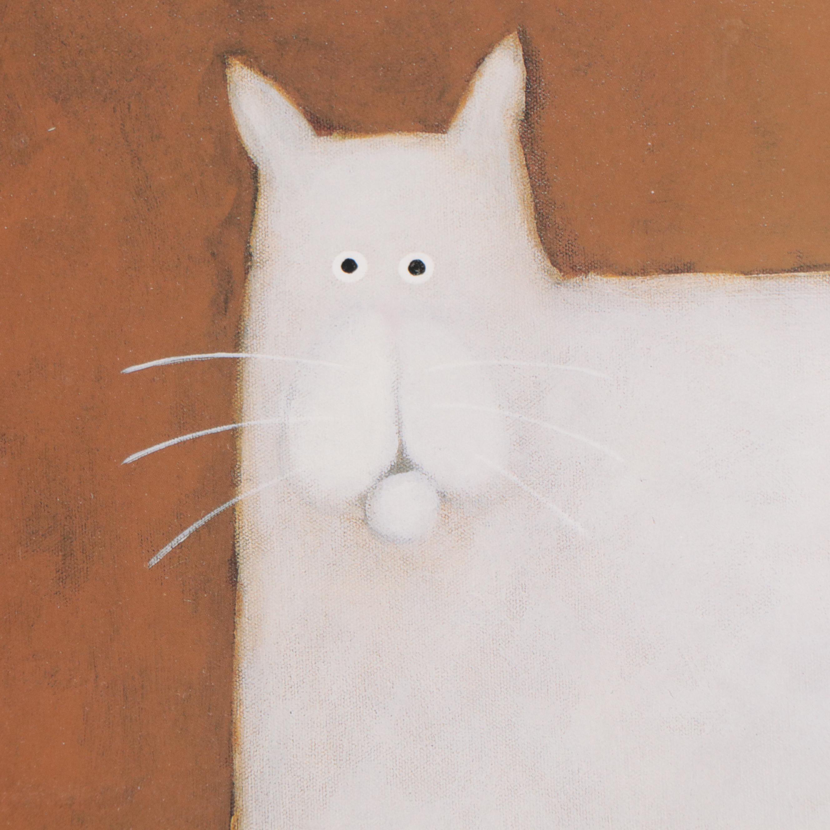 Offset Lithograph After Daniel Patrick Kessler of Cat With Ball of Yarn