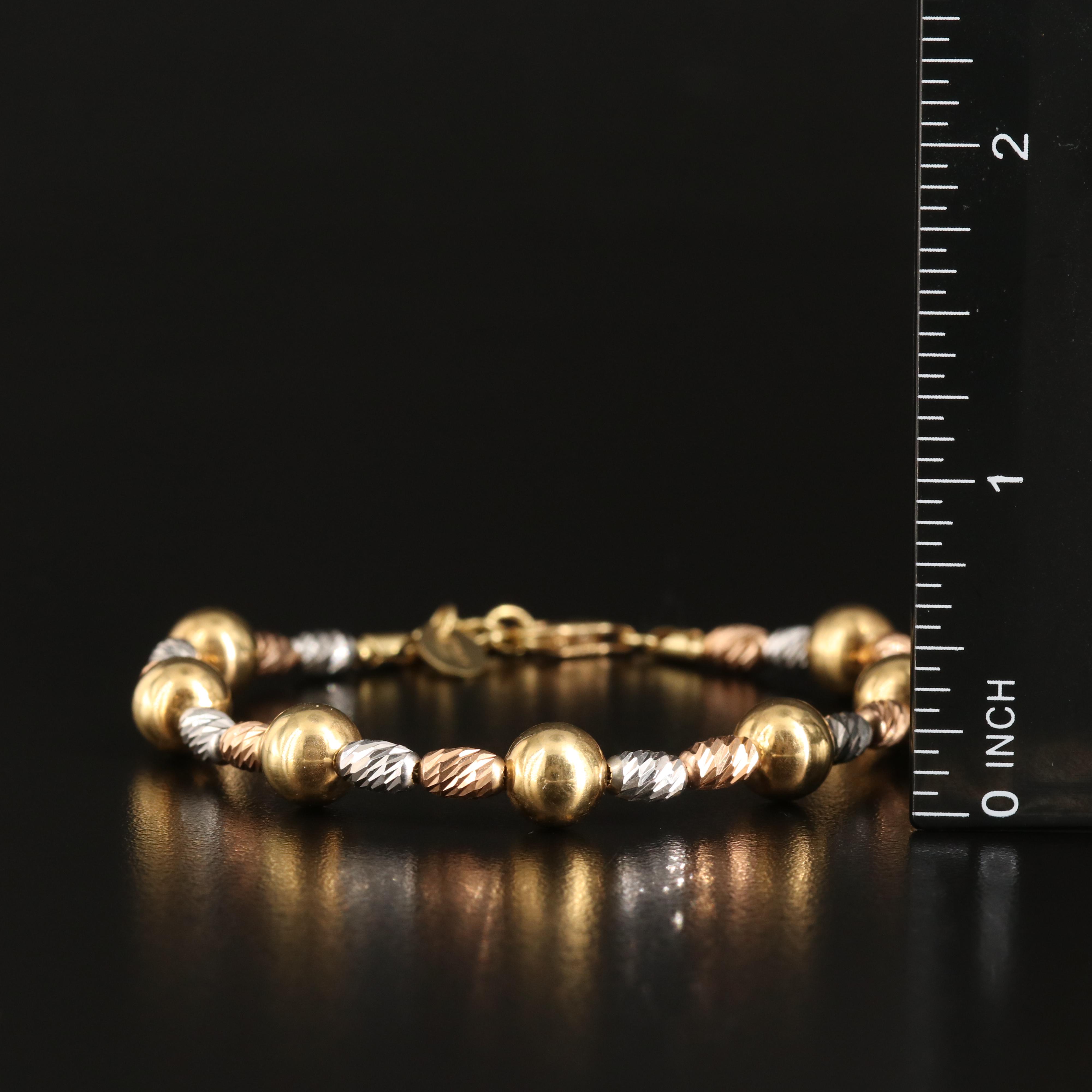 Italian 18K Tri-Color Beaded Bracelet