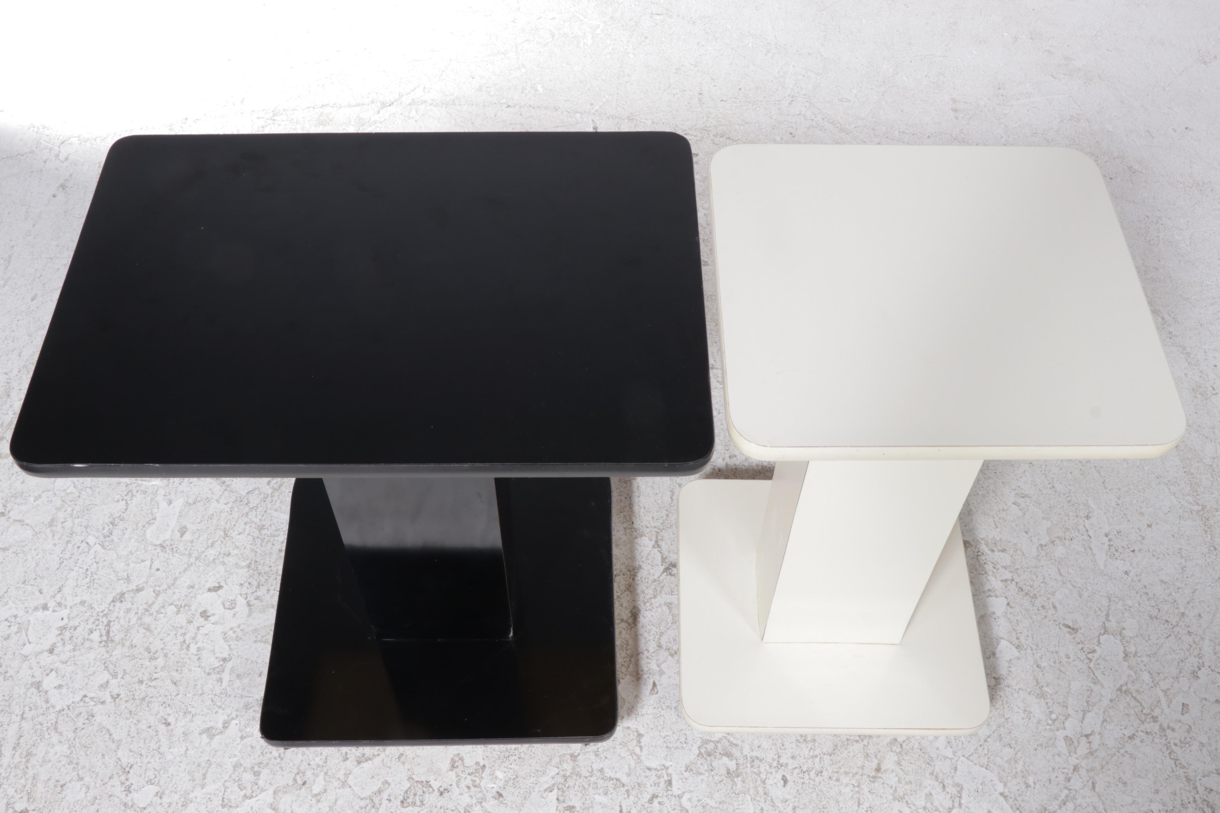 Two Laminate Rolling Pedestals, Late 20th Century