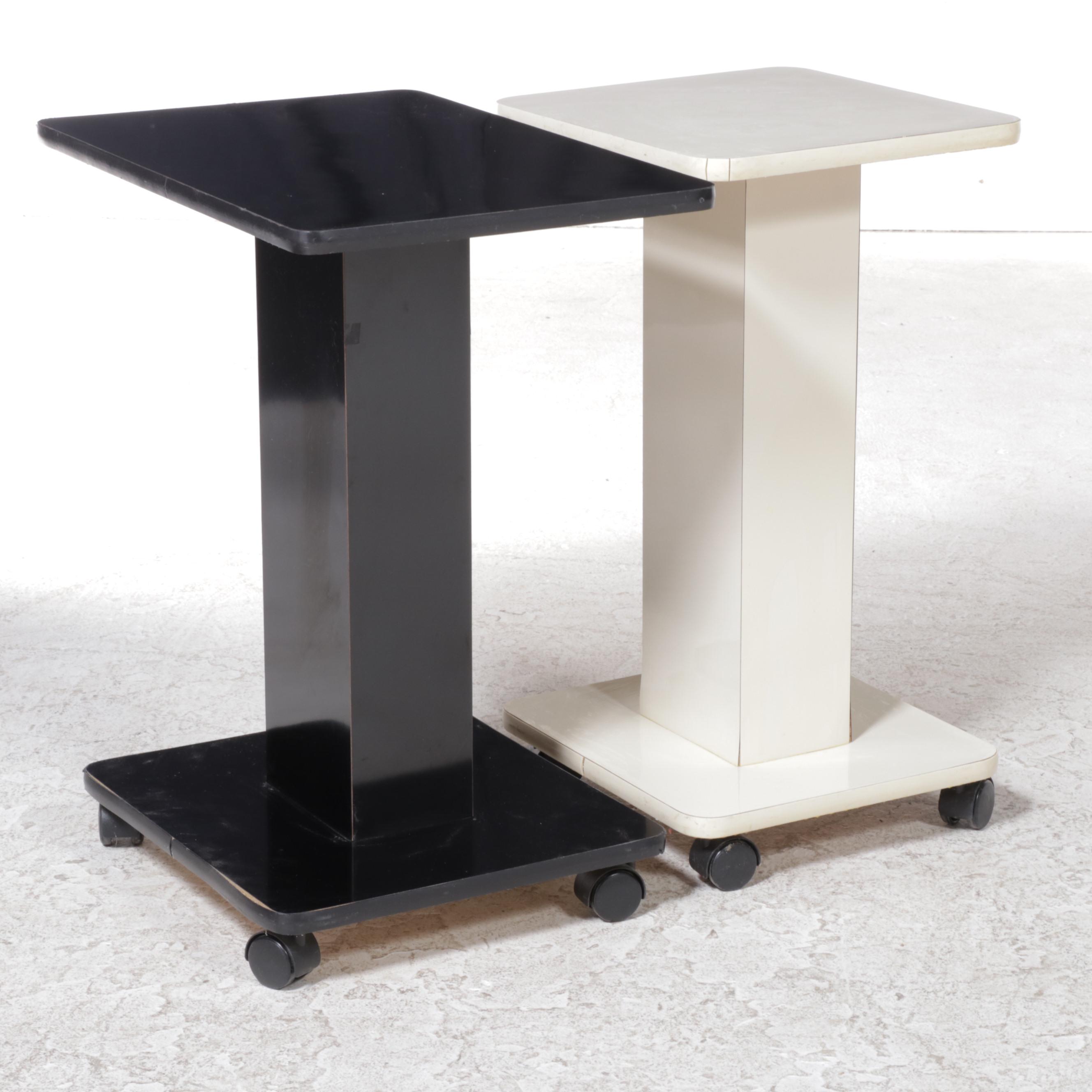 Two Laminate Rolling Pedestals, Late 20th Century