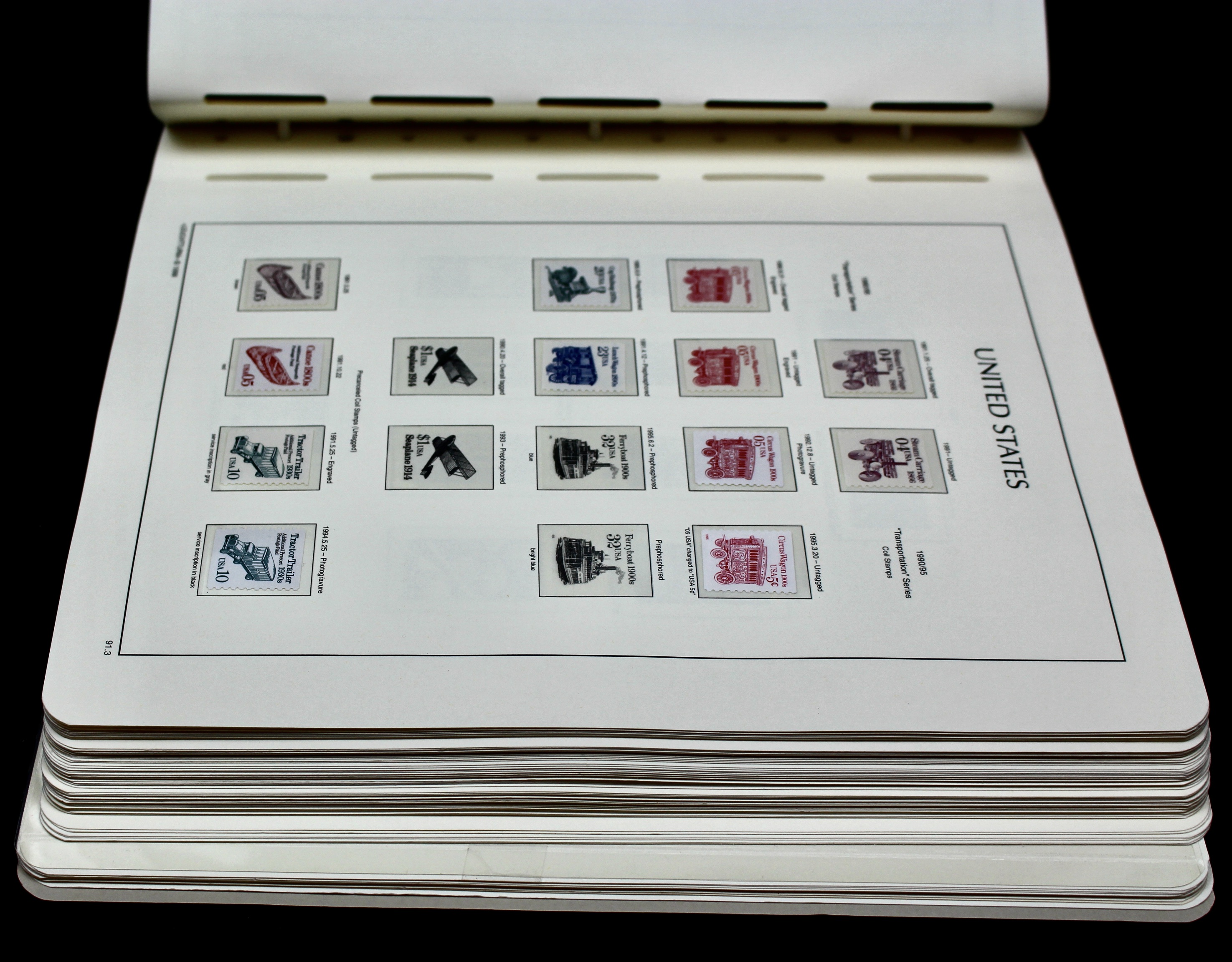 Mint Condition U.S. Postage Stamp Collection on Hingeless Pages, 1990-1997