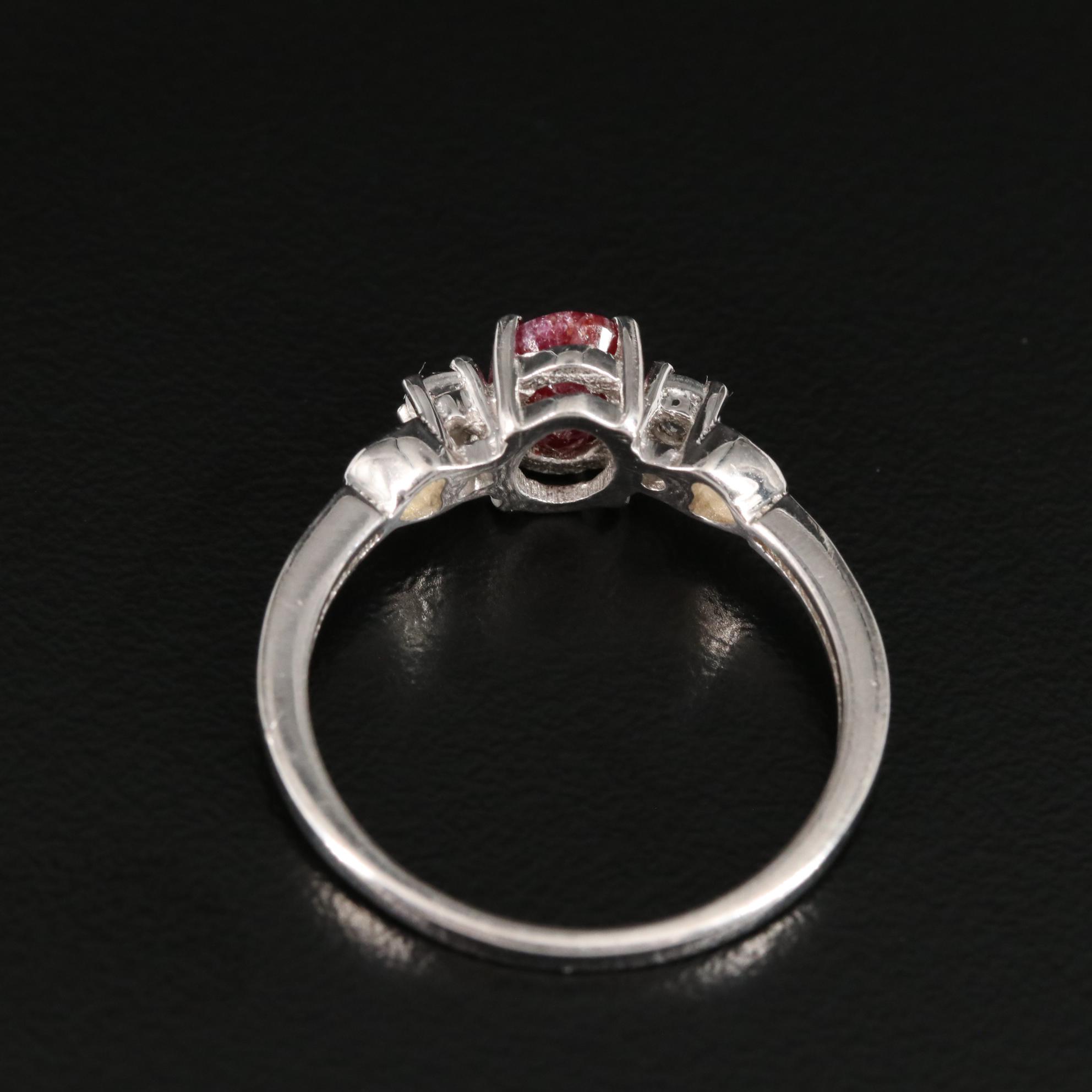 Sterling Ruby and White Topaz Ring