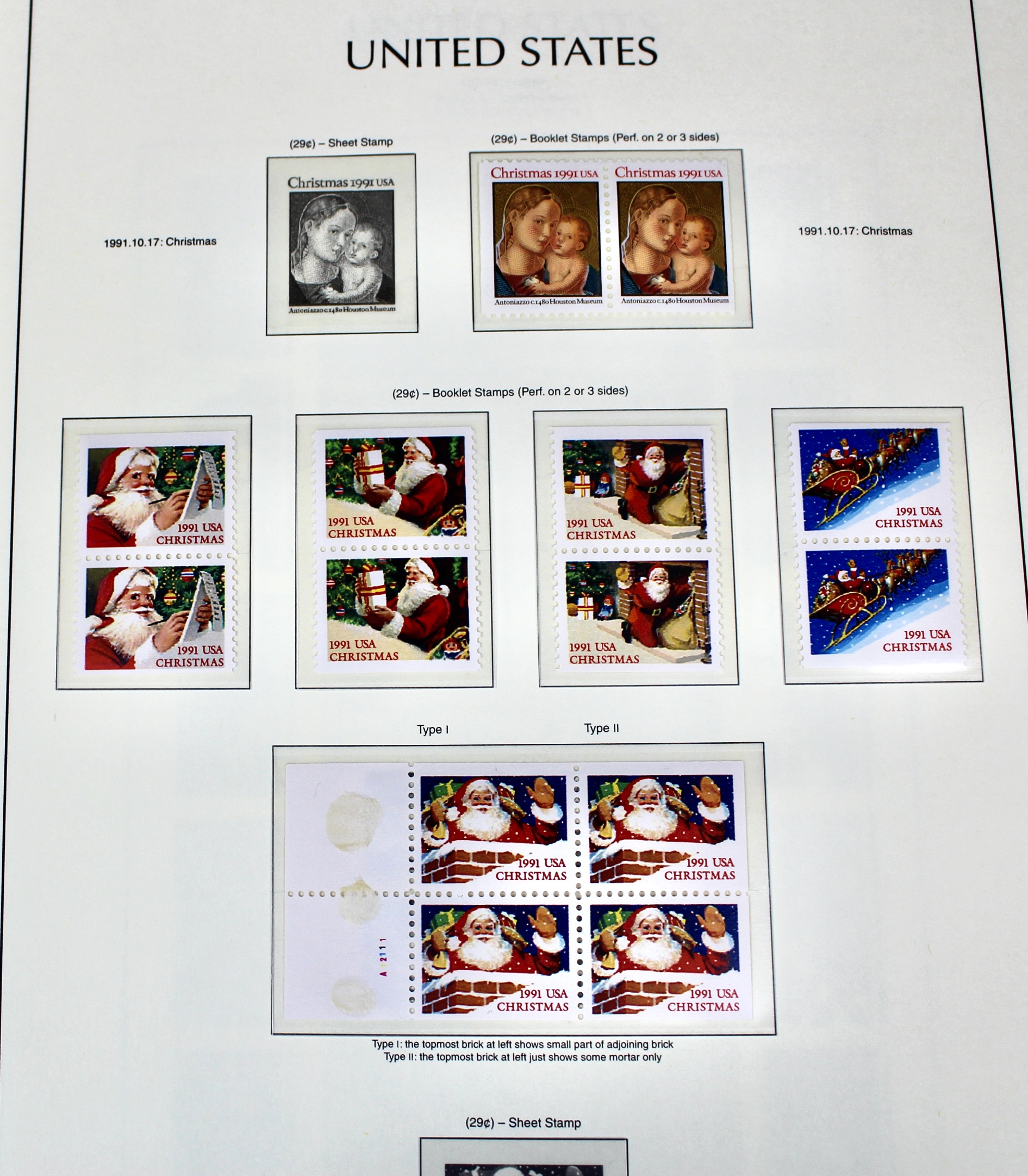 Mint Condition U.S. Postage Stamp Collection on Hingeless Pages, 1990-1997