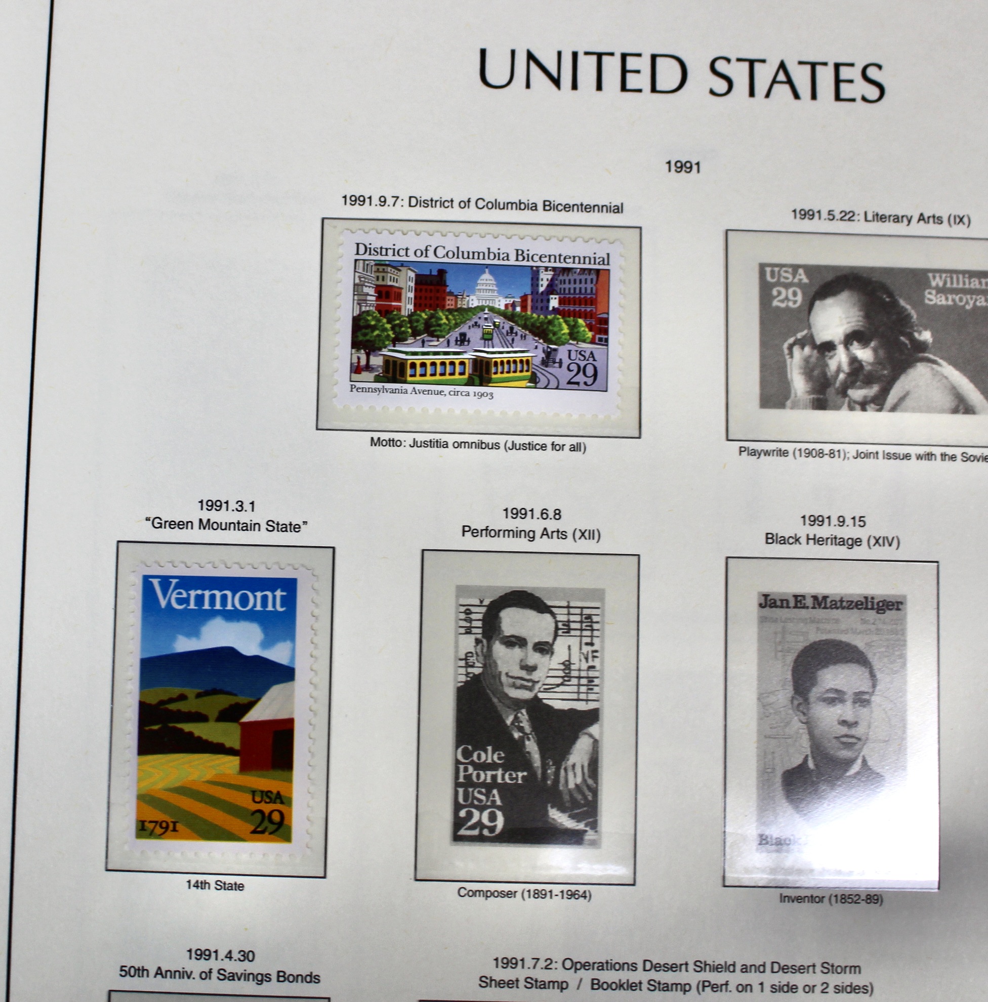 Mint Condition U.S. Postage Stamp Collection on Hingeless Pages, 1990-1997