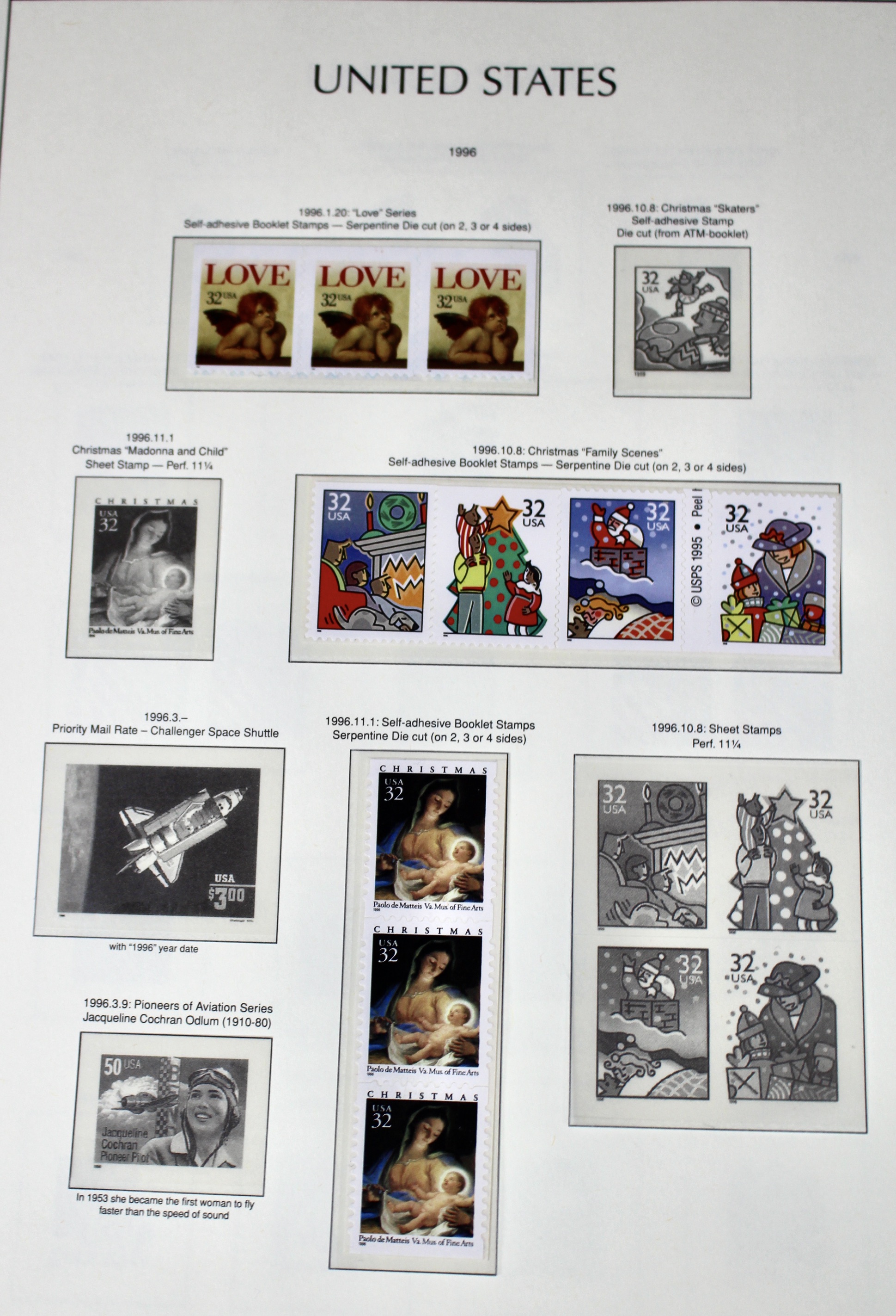 Mint Condition U.S. Postage Stamp Collection on Hingeless Pages, 1990-1997