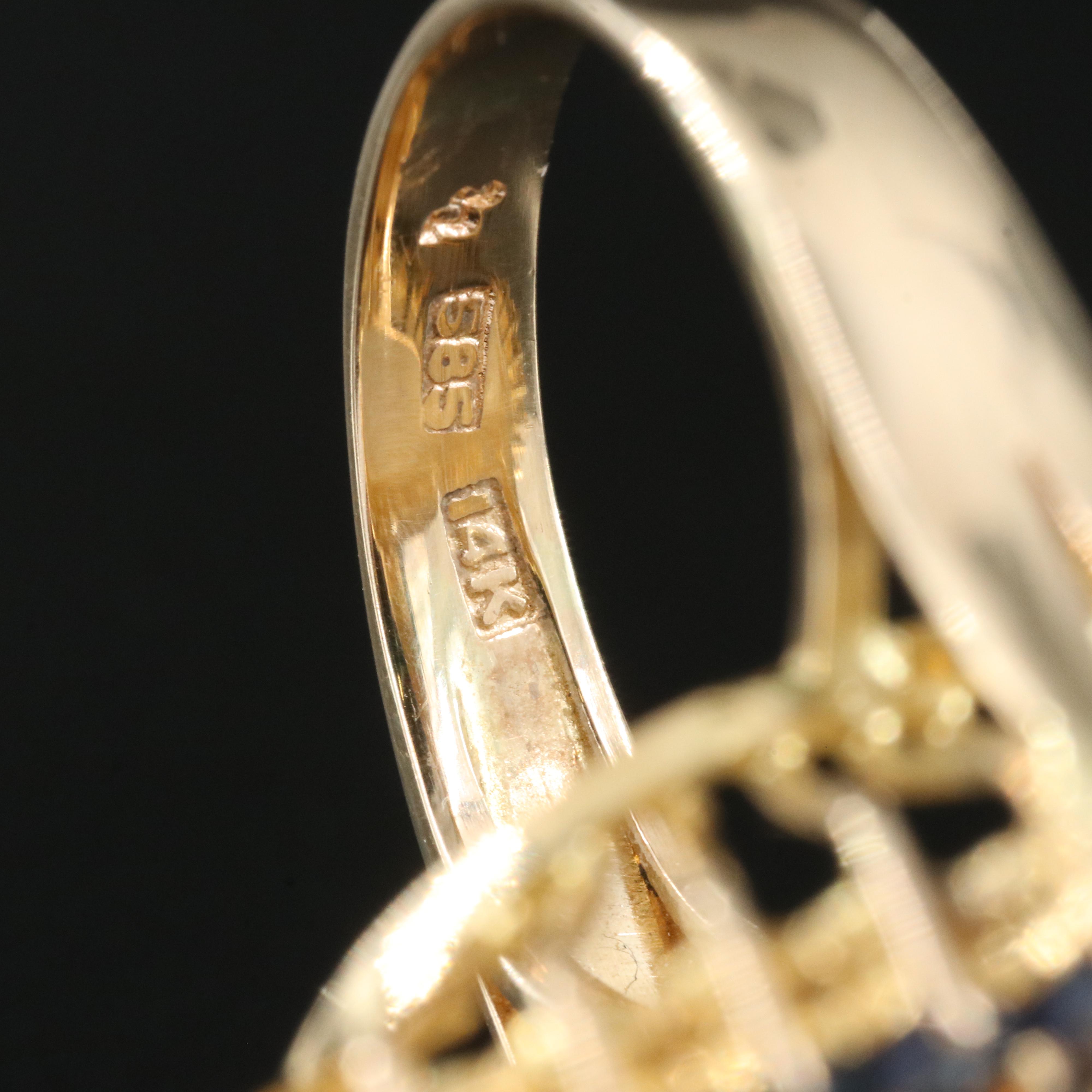 14K 13.59 CT Opal, Diamond and Sapphire Ring