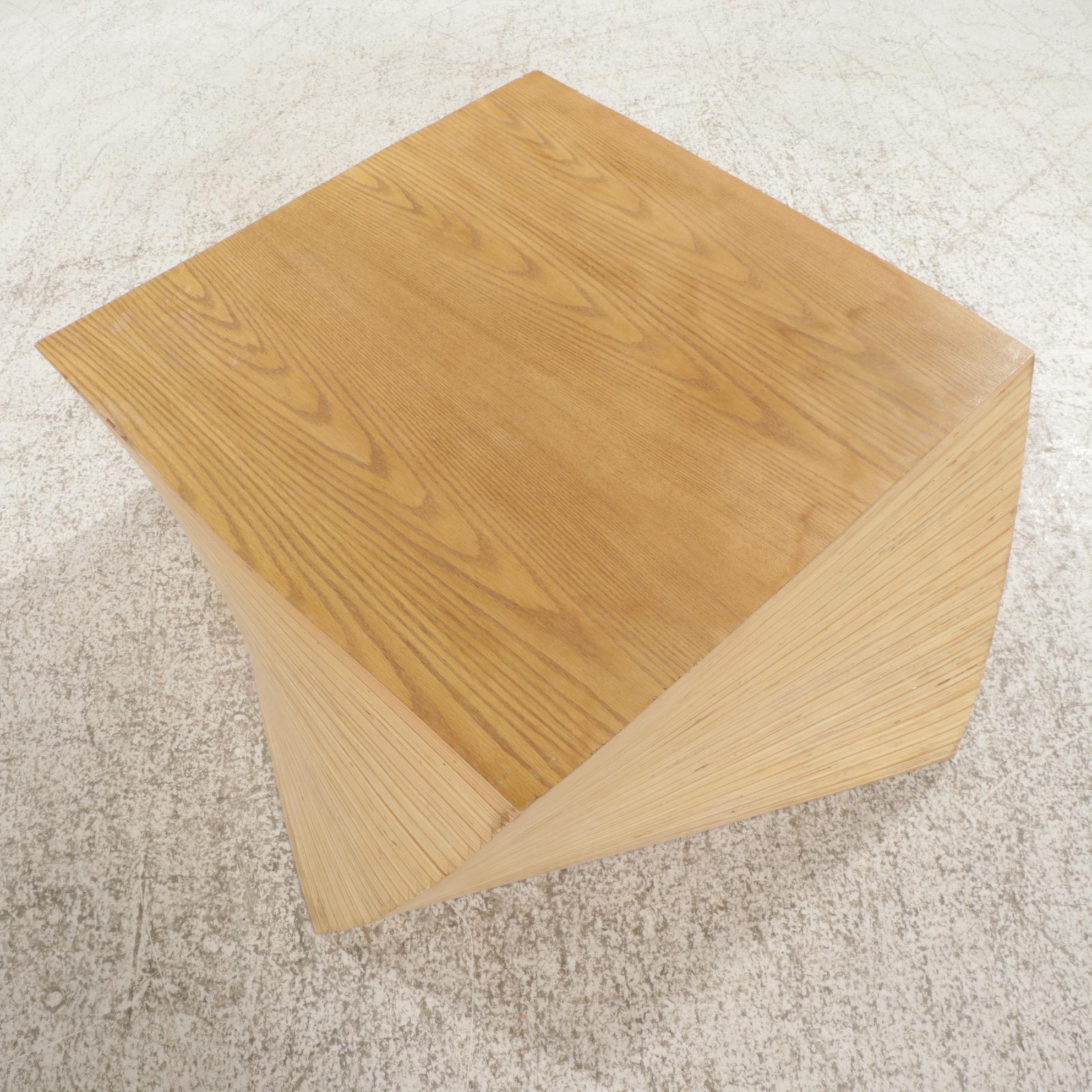 Modernist Oak-Grained "Stacked" Plywood Coffee Table