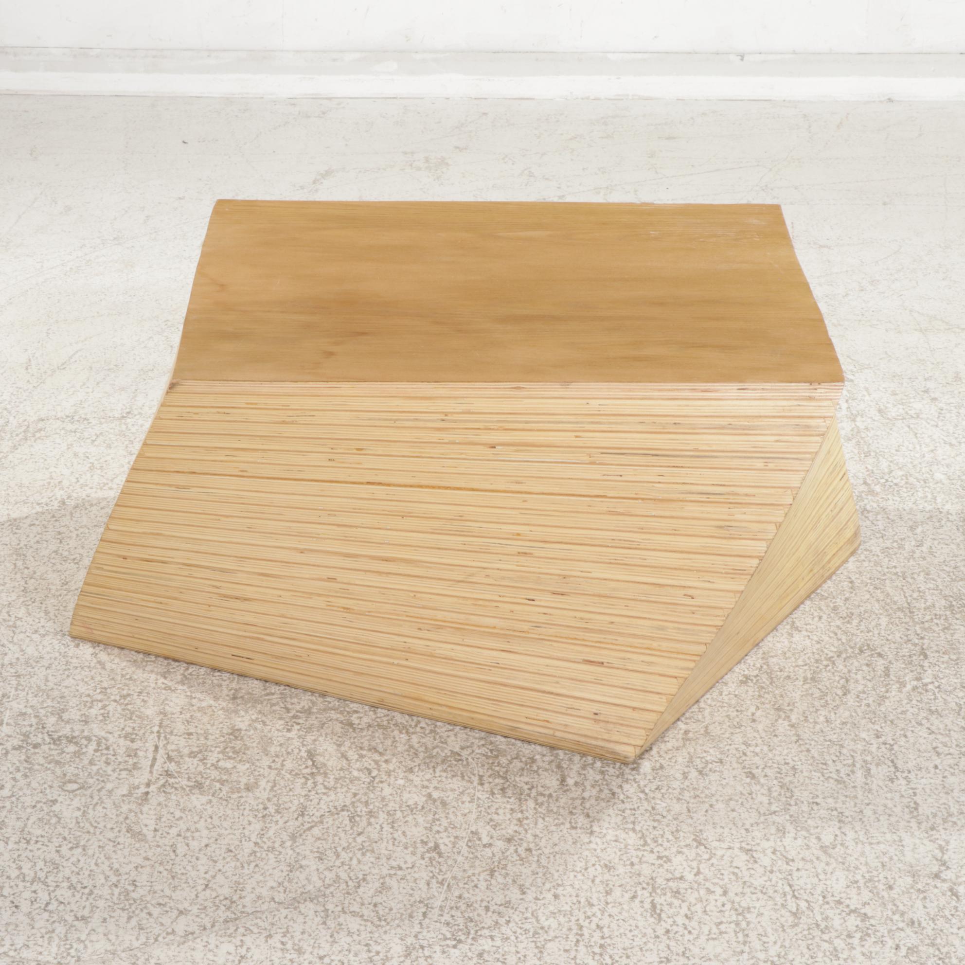 Modernist Oak-Grained "Stacked" Plywood Coffee Table