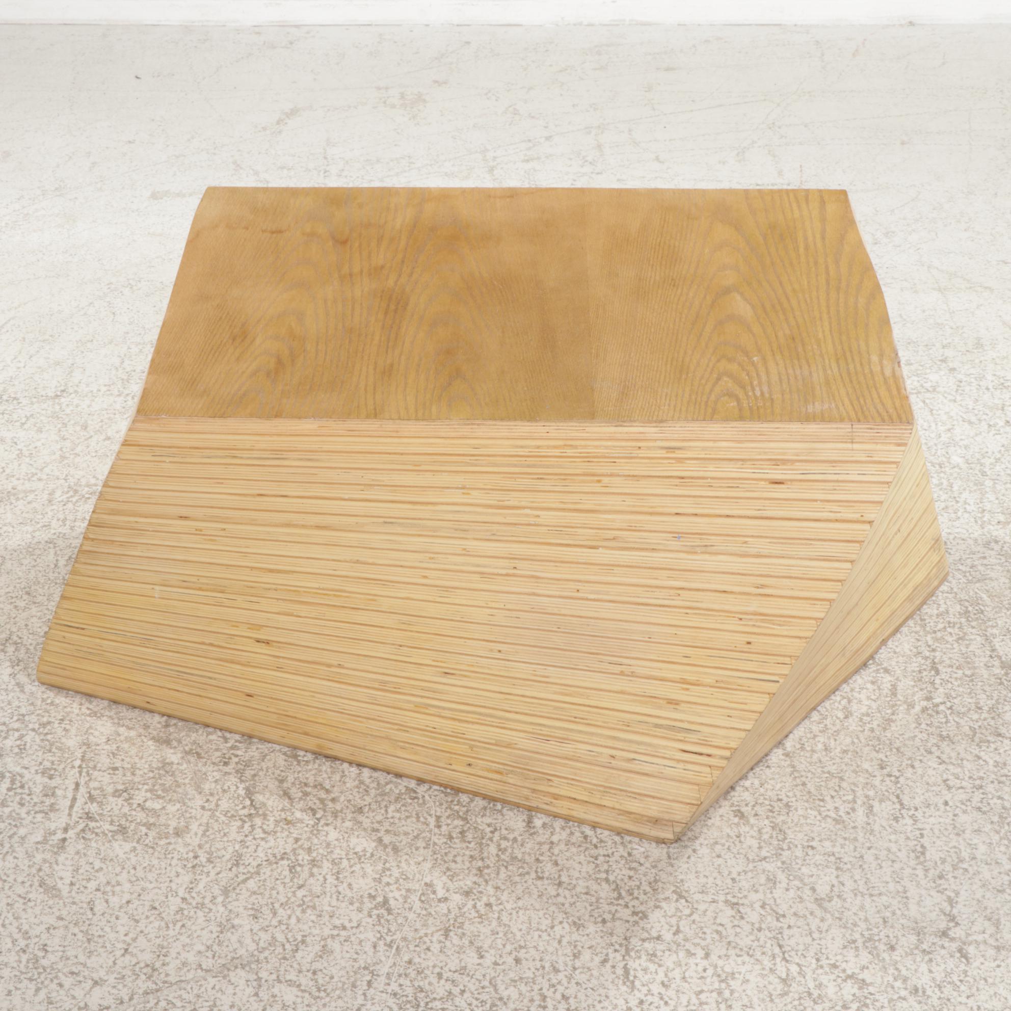 Modernist Oak-Grained "Stacked" Plywood Coffee Table