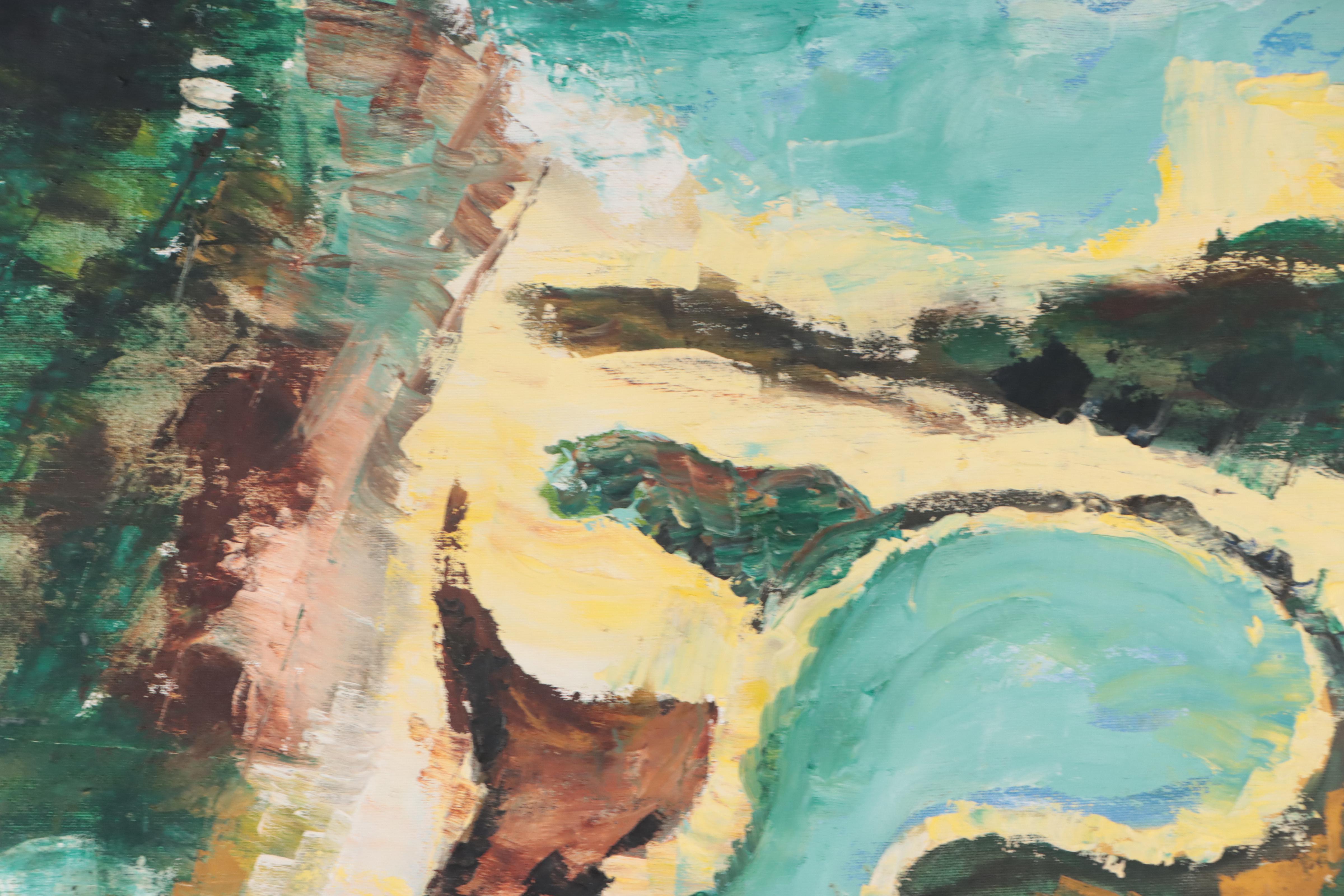 Ruby S. Blackwelder Oil Painting "NU Lakefill Campus," Circa 1960