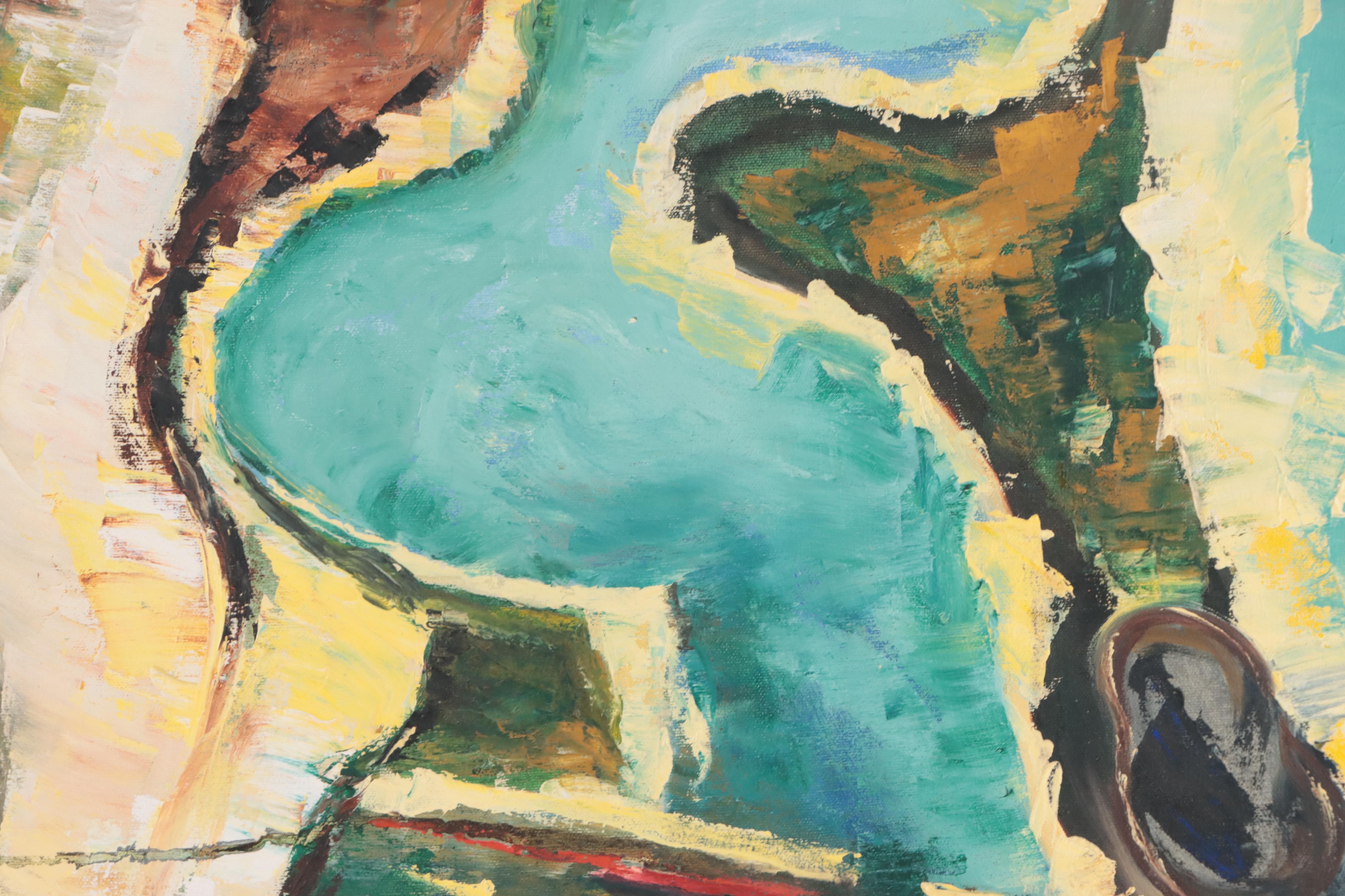 Ruby S. Blackwelder Oil Painting "NU Lakefill Campus," Circa 1960