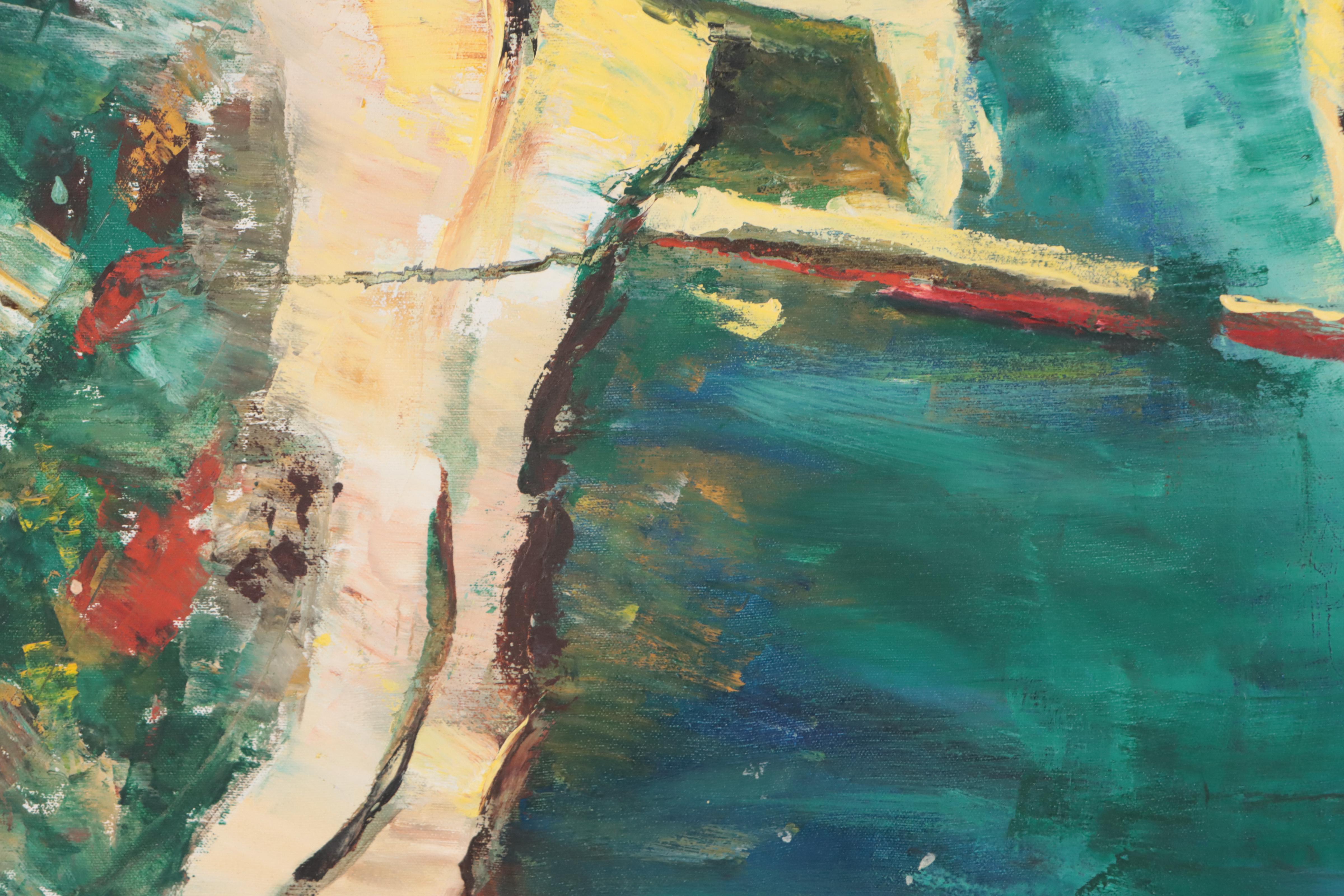 Ruby S. Blackwelder Oil Painting "NU Lakefill Campus," Circa 1960