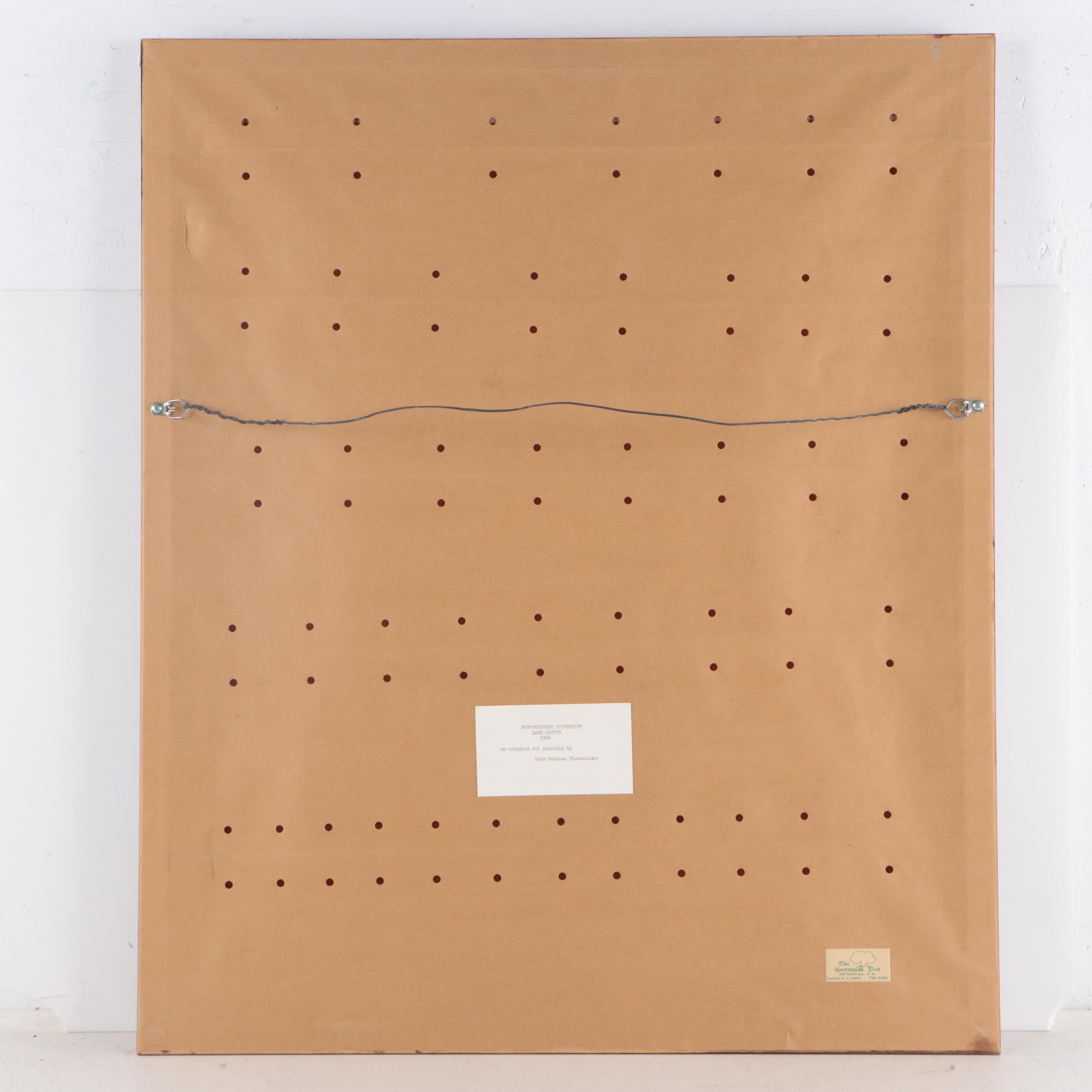 Ruby S. Blackwelder Oil Painting "NU Lakefill Campus," Circa 1960