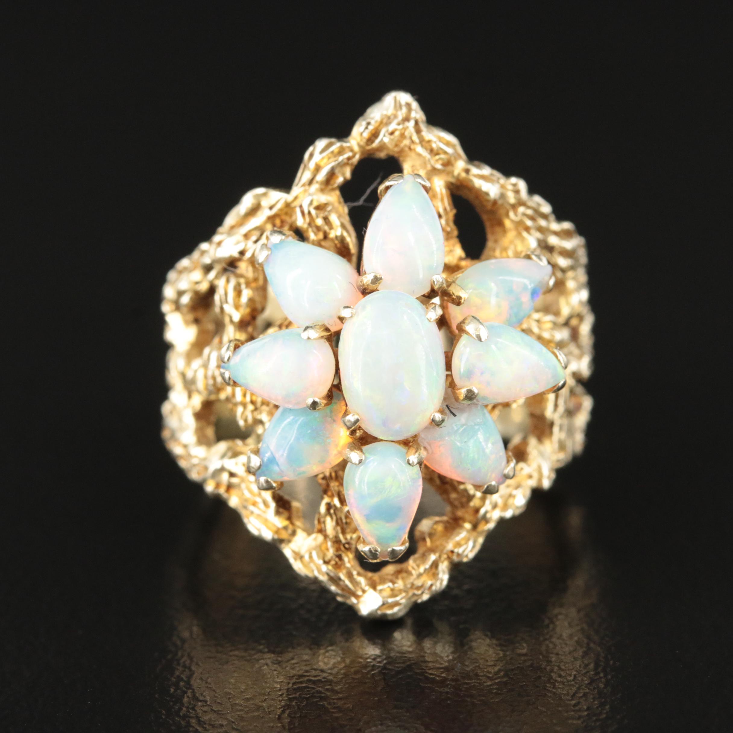 1970s Brutalist Style 14K Opal Ring