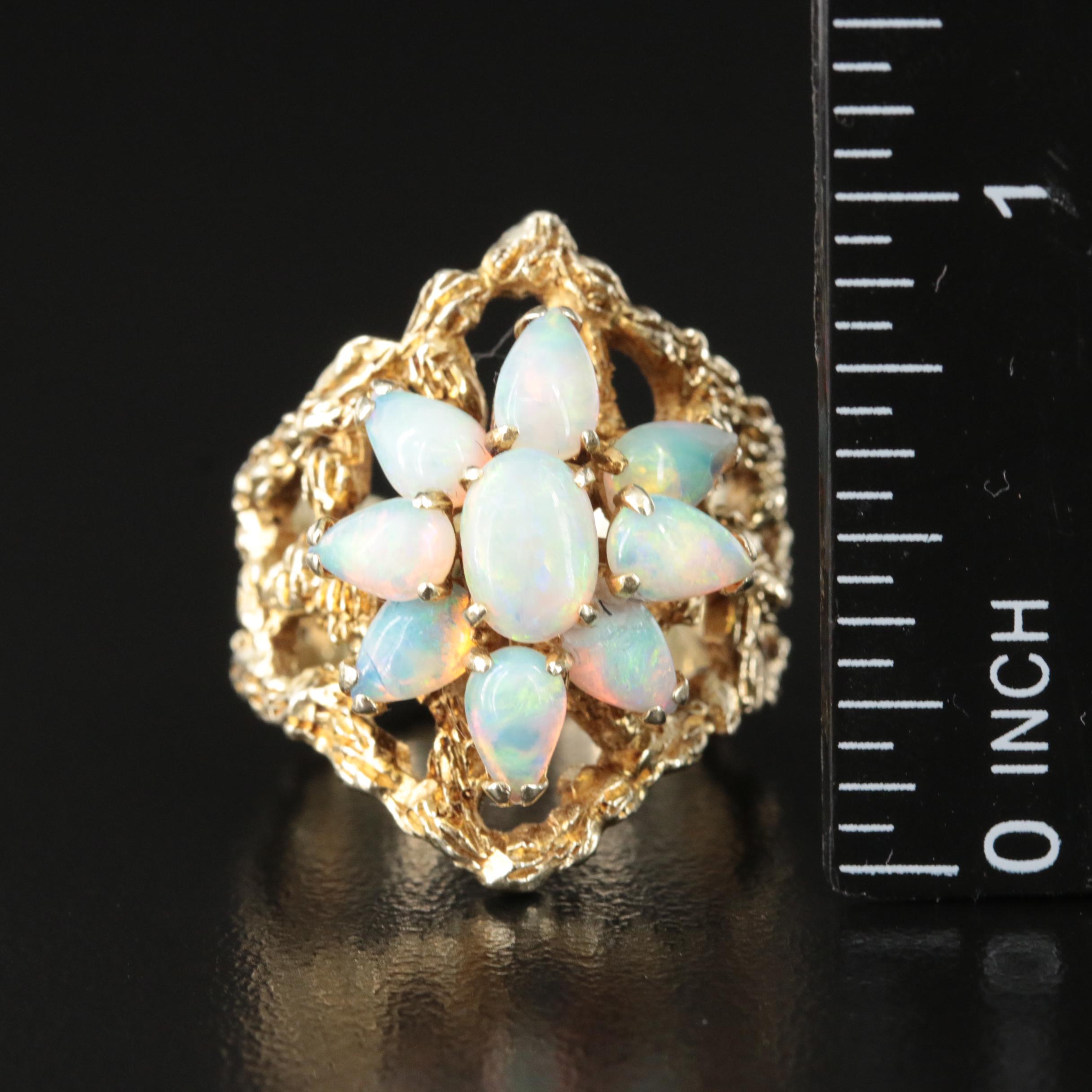 1970s Brutalist Style 14K Opal Ring