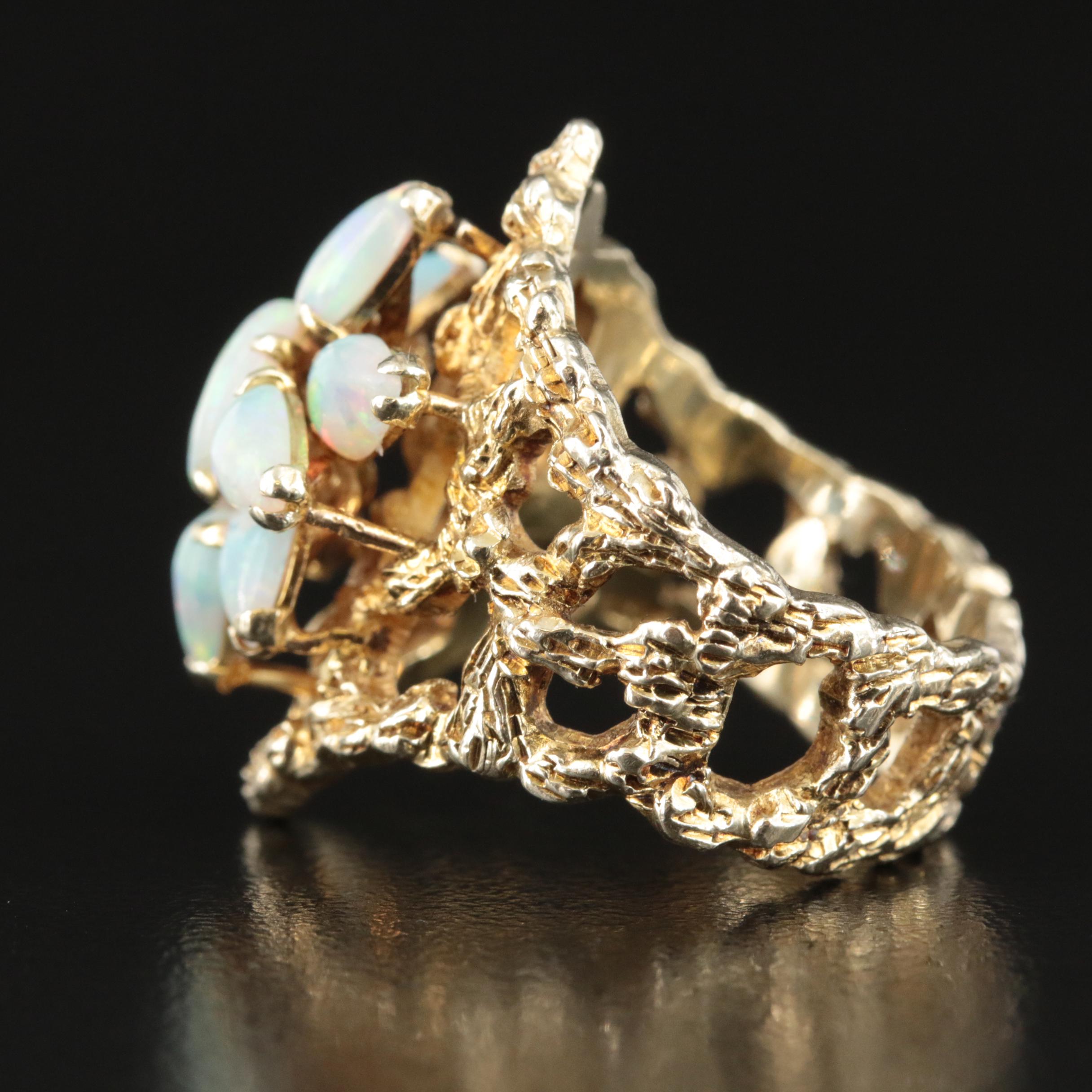 1970s Brutalist Style 14K Opal Ring
