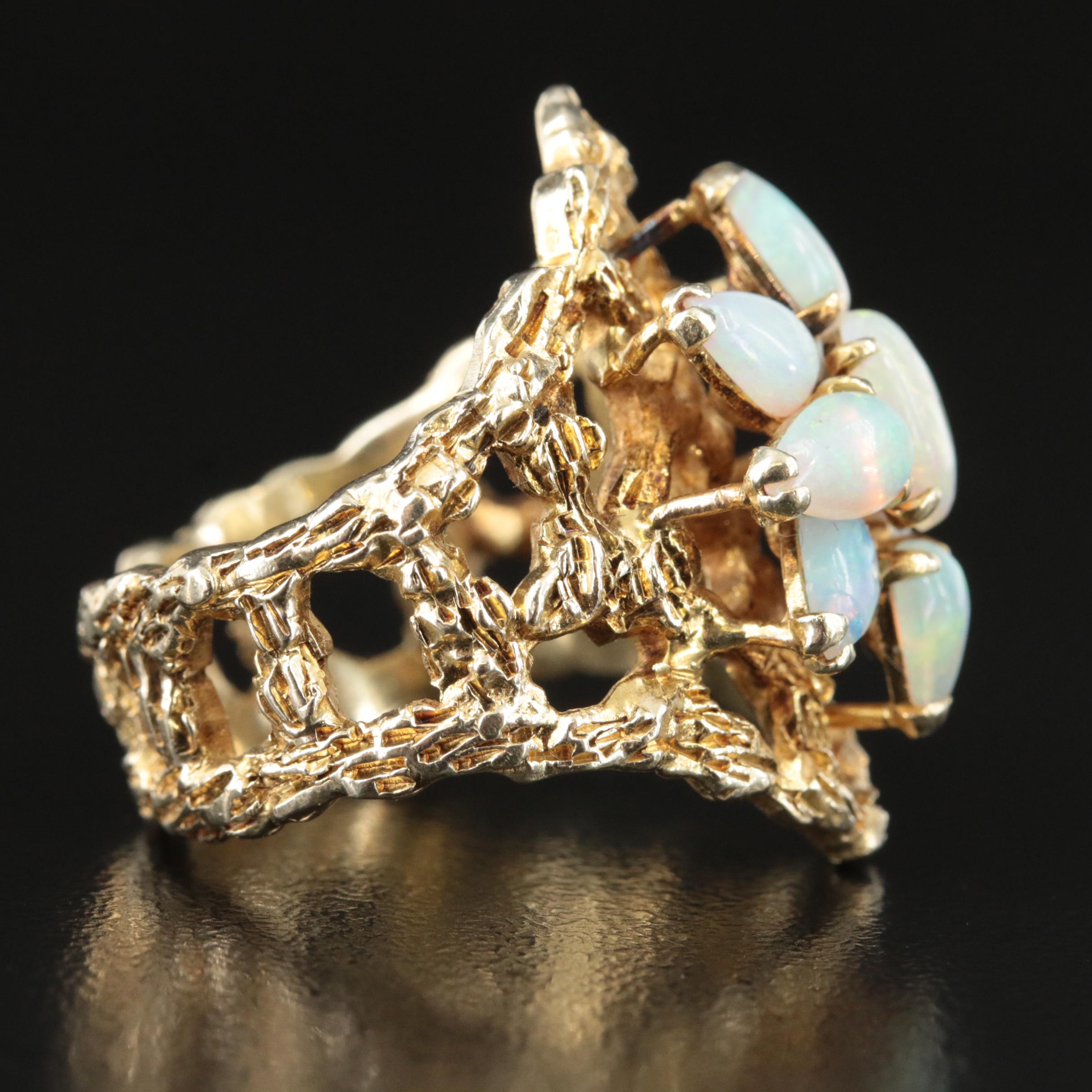 1970s Brutalist Style 14K Opal Ring