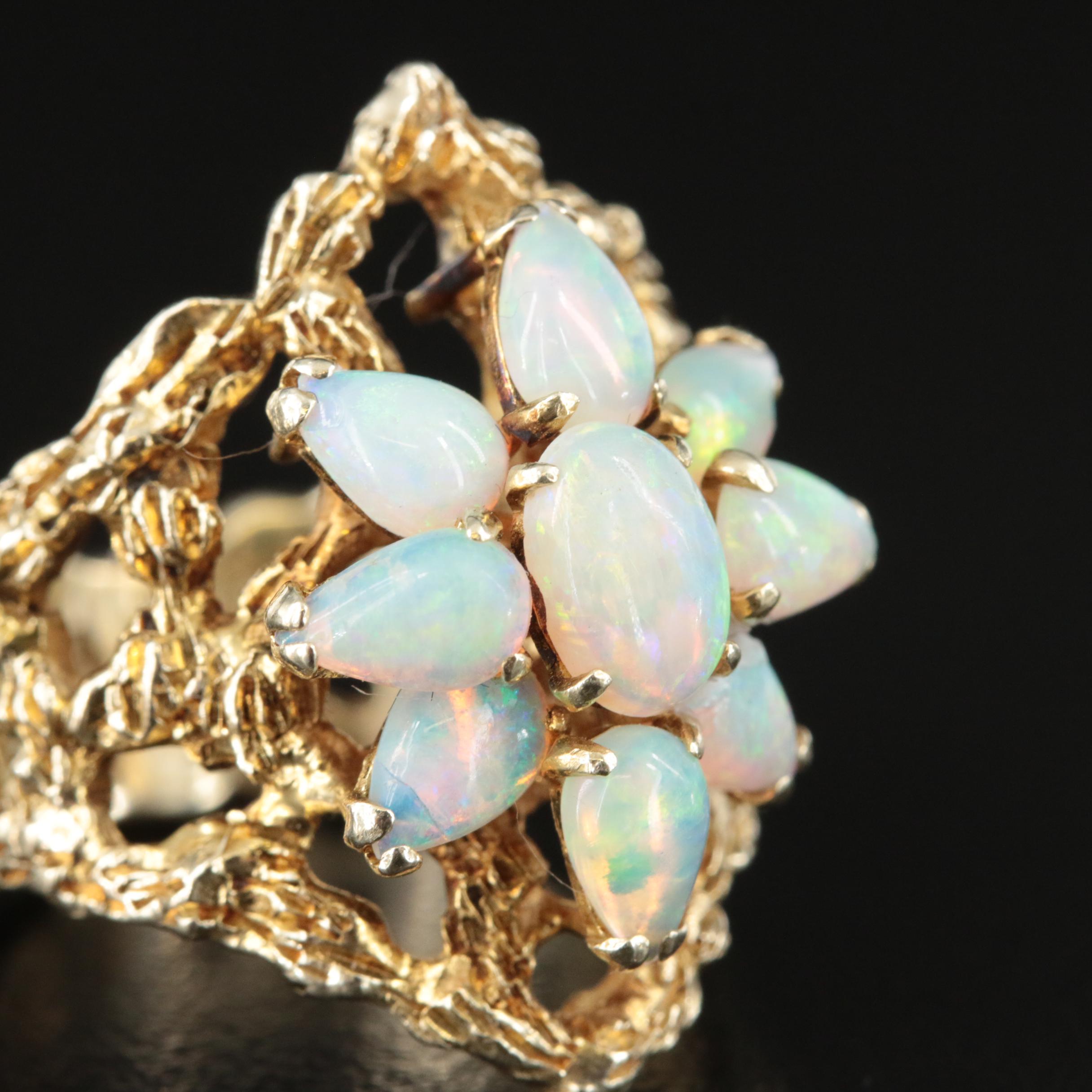 1970s Brutalist Style 14K Opal Ring